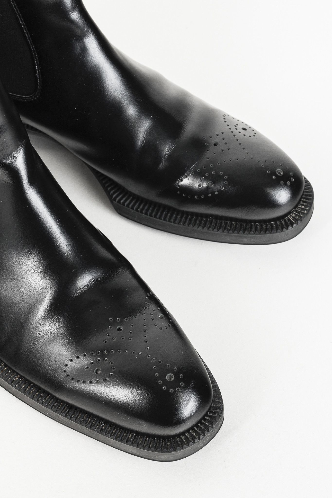 Prada Prada Black Brogue Chelsea Boots Size US 5.5 / IT 35.5 - 6 Thumbnail