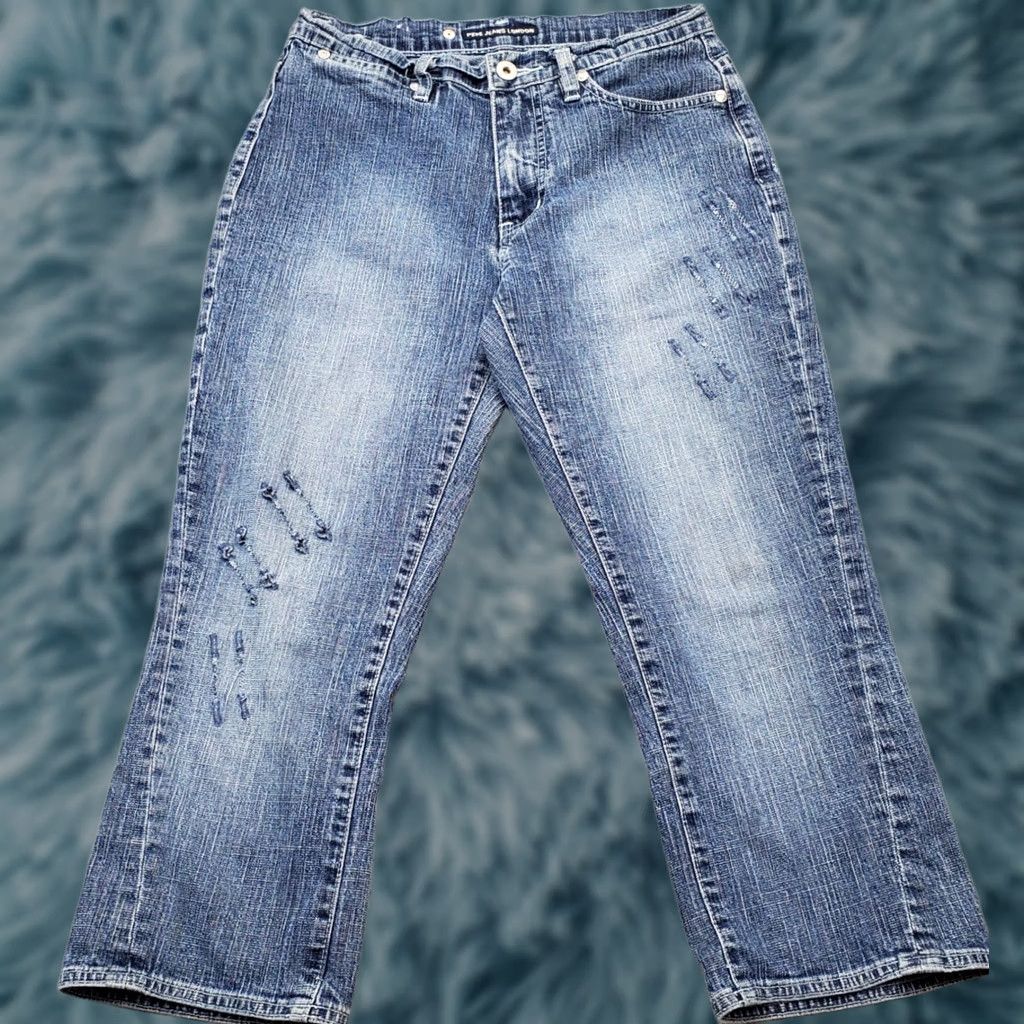 Pepe Jeans Pepe Jeans London Cropped Womens 27 Blue Denim Stretch Distressed Straight Leg Jeans Size 27" / US 4 / IT 40 - 1 Thumbnail
