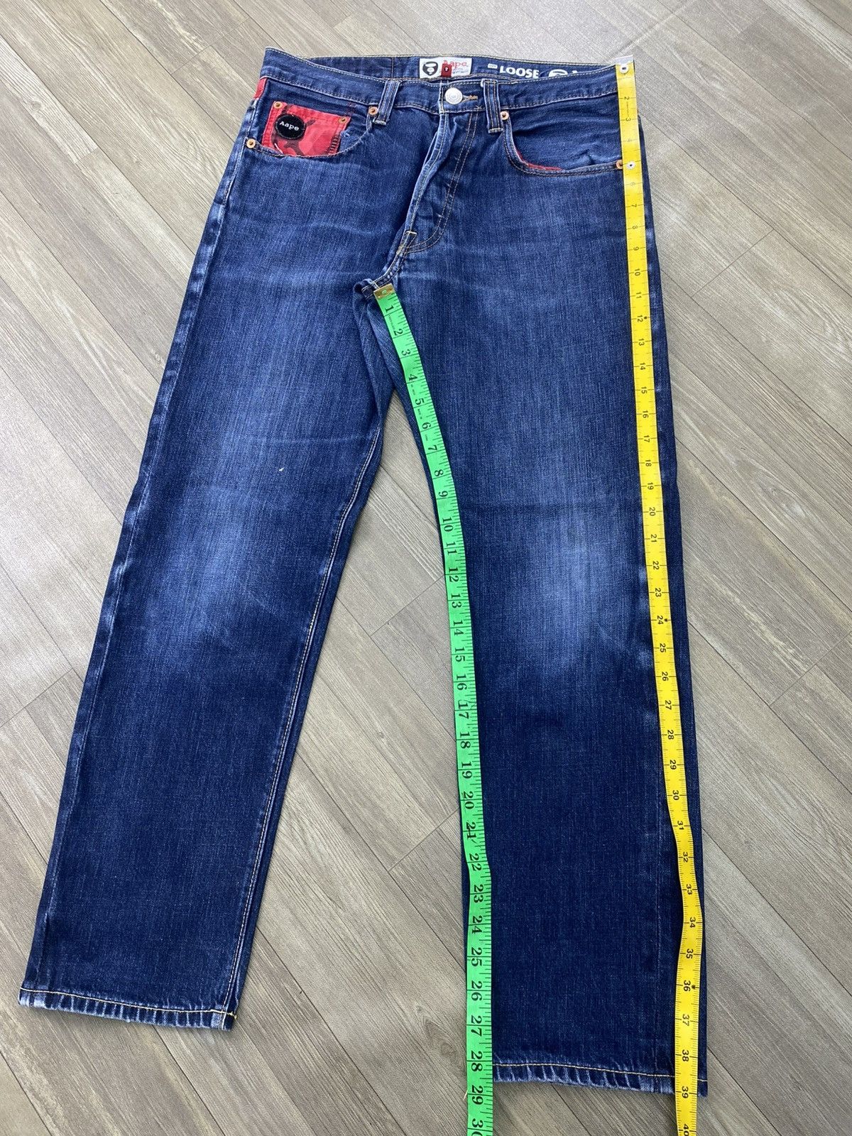 Aape Vintage Aape By A Bathing Ape Bape Embroidery Selvedge Denim Size US 32 / EU 48 - 25 Thumbnail