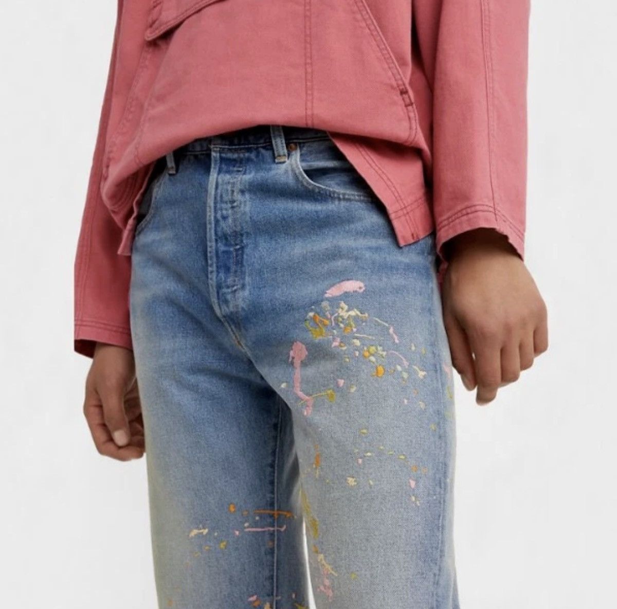 Levi's Vintage Clothing Levis Embroidered Paint Splatter Jeans “Trompe Loeil” Size US 30 / EU 46 - 4 Thumbnail