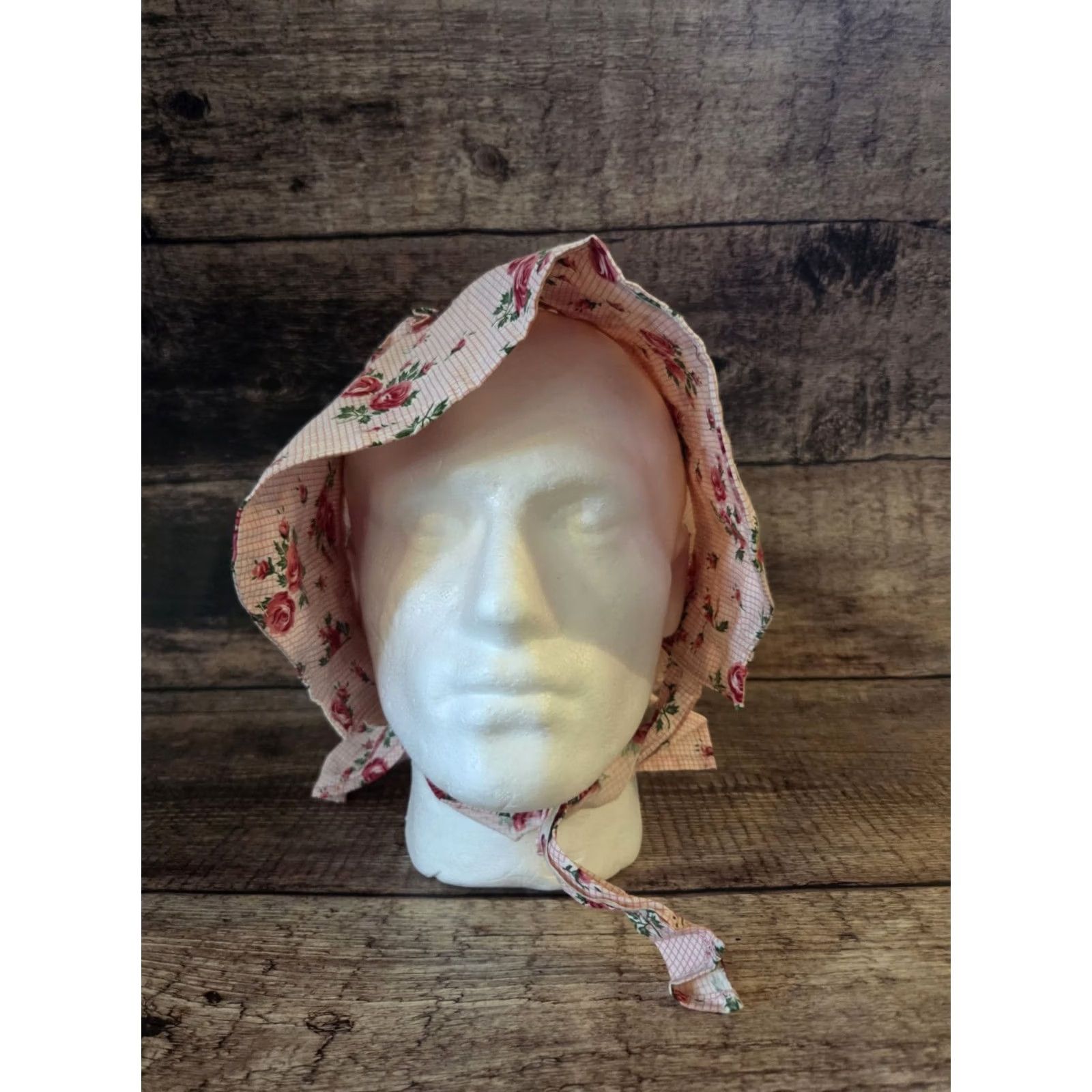 Vintage VINTAGE Bonnet Sun Hat Pink Floral Americana 1970s Womens Size ONE SIZE - 2 Thumbnail