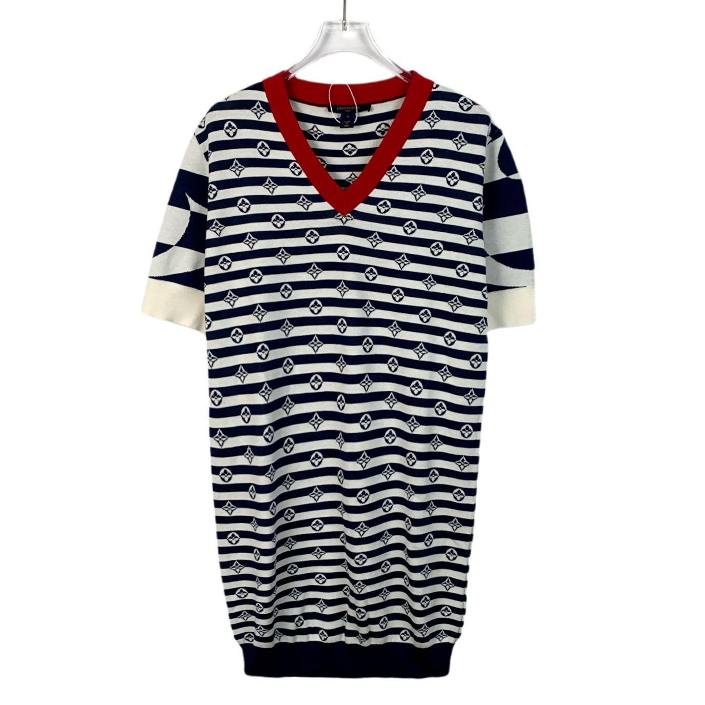 Louis Vuitton Louis Vuitton Blue&White Striped Knit Dress With Red V-Neck Size S / US 4 / IT 40 - 1 Thumbnail