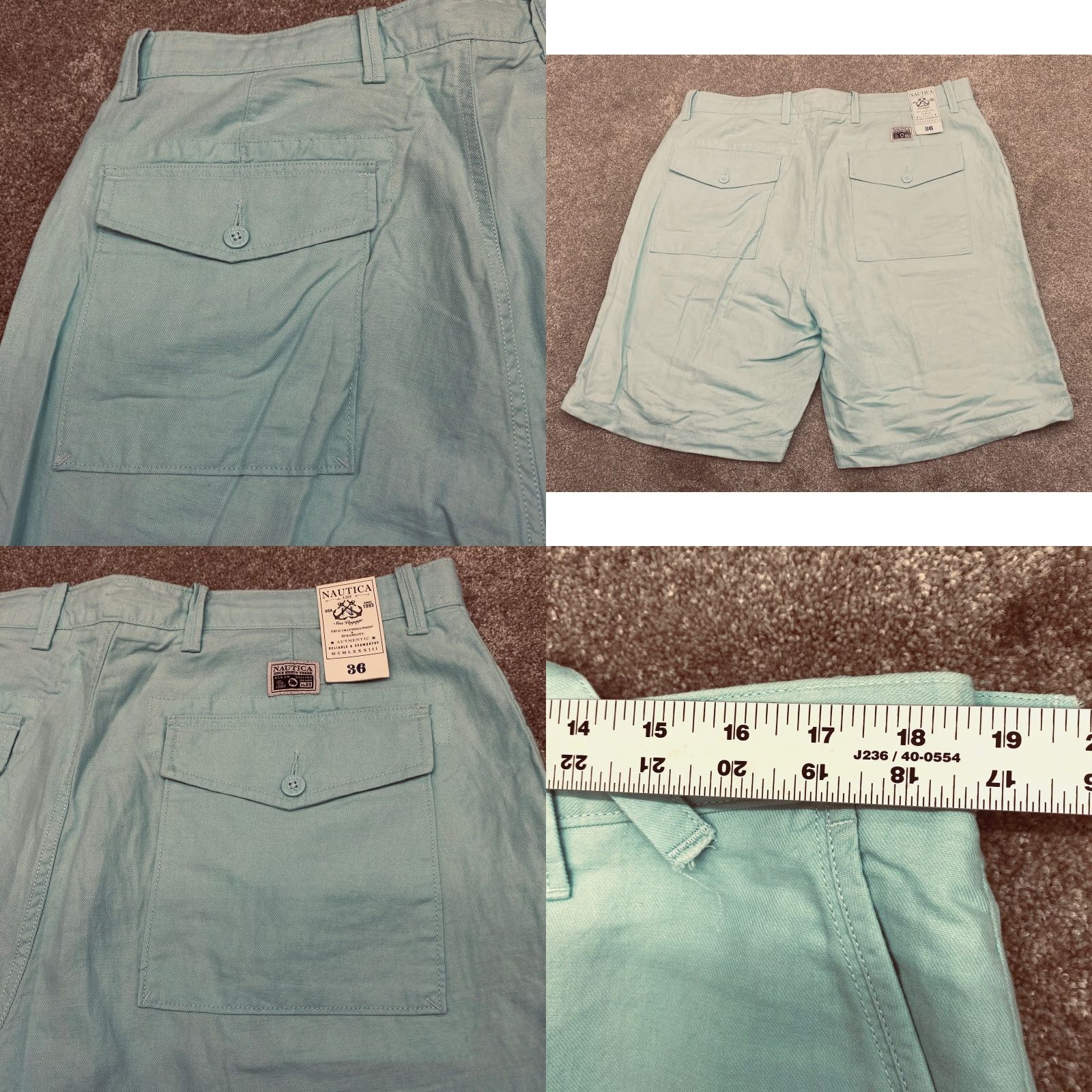 Nautica Nautica Chino Shorts Men's 36x10 Blue Linen Blend Drawstring WNT NWT 6674 Size US 36 / EU 52 - 8 Thumbnail
