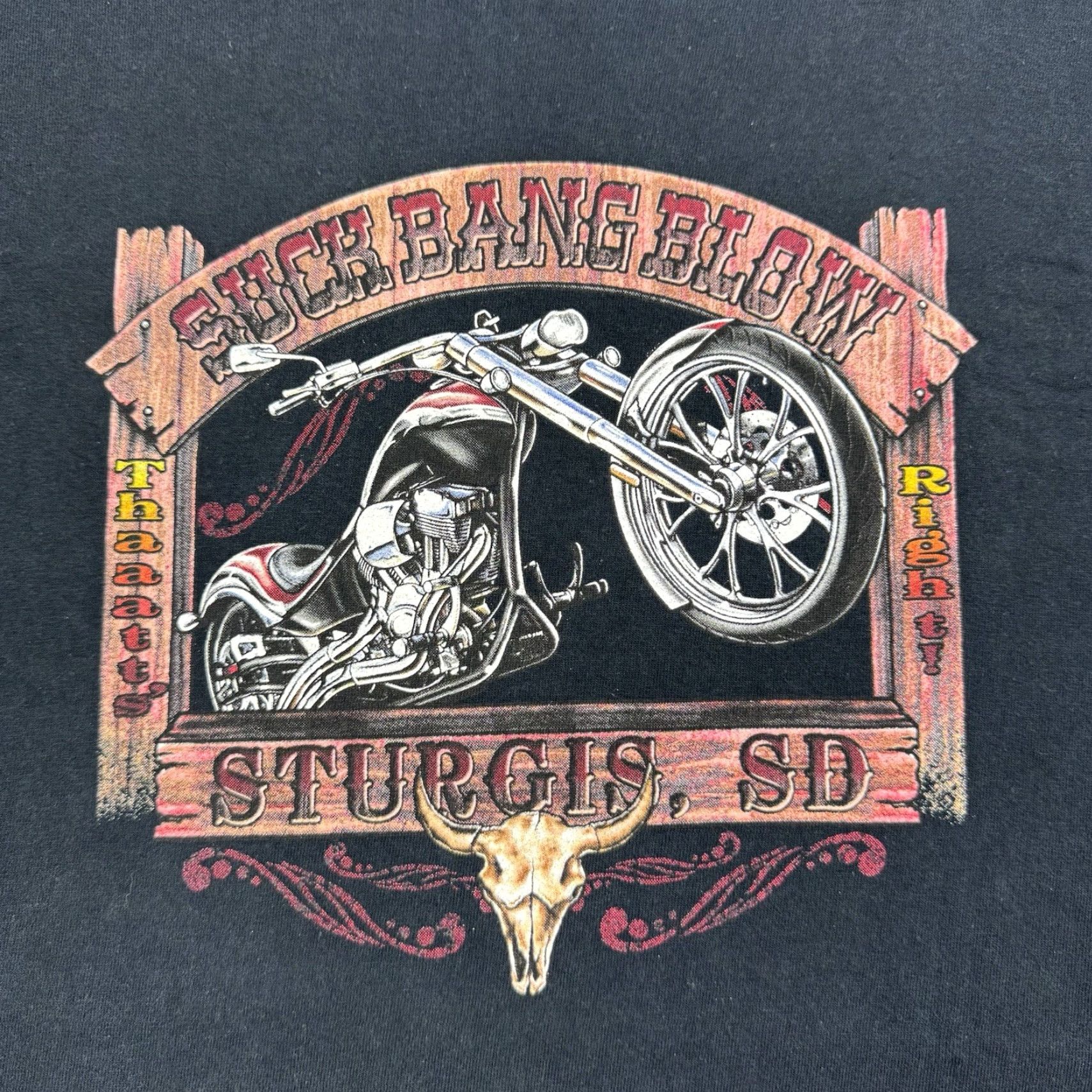 Vintage Sturgis Suck Bang Blow T Shirt Adult Large Biker Motorcycle Rally Y2K Punk Hip Men Black Short Sleeve Crew Neck Size US L / EU 52-54 / 3 - 2 Thumbnail