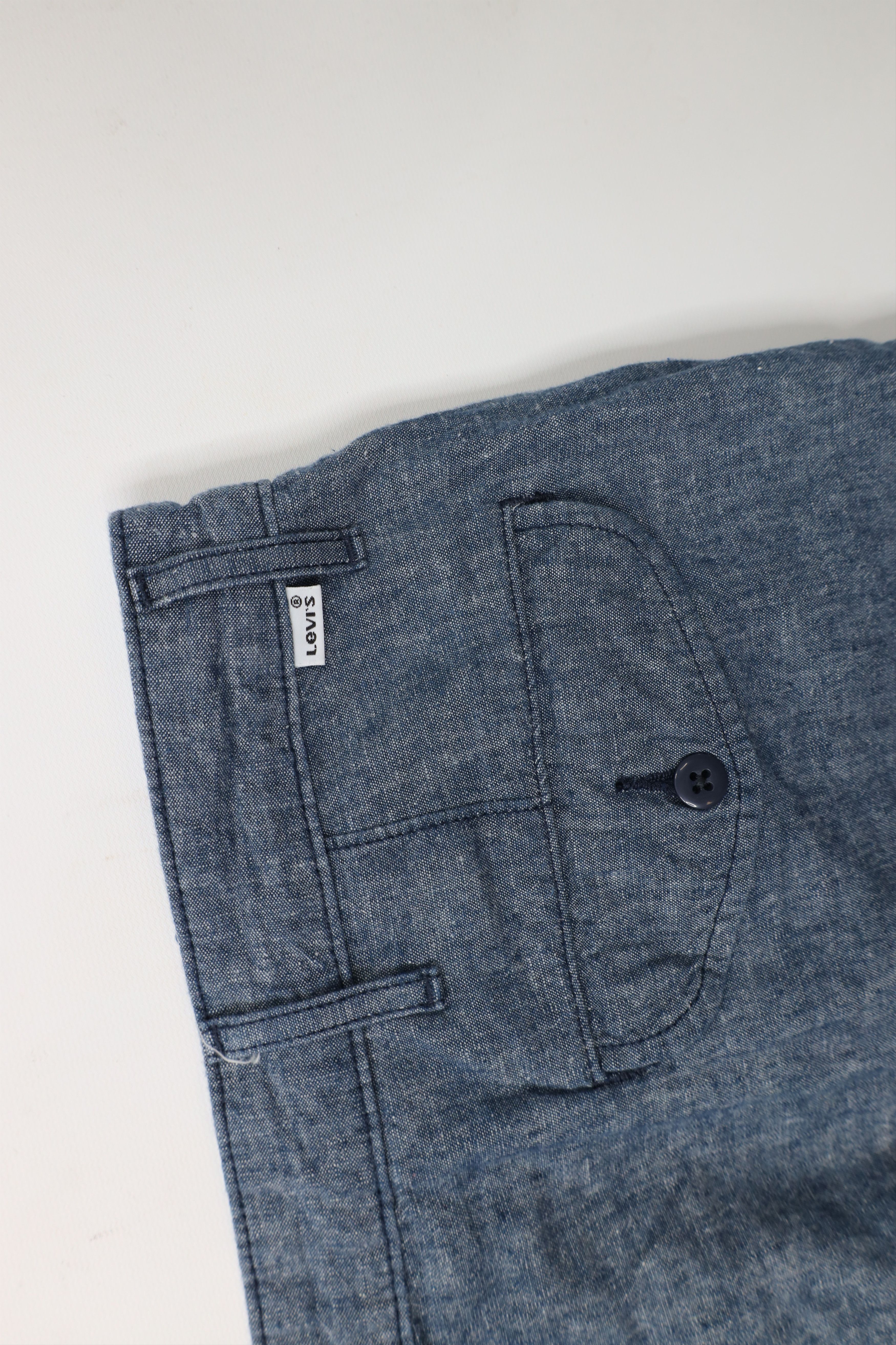 Levi's × Vintage Vintage Y2K Levis Linen Blend Cargo Shorts Chambray Blue Size US 40 / EU 56 - 13 Thumbnail