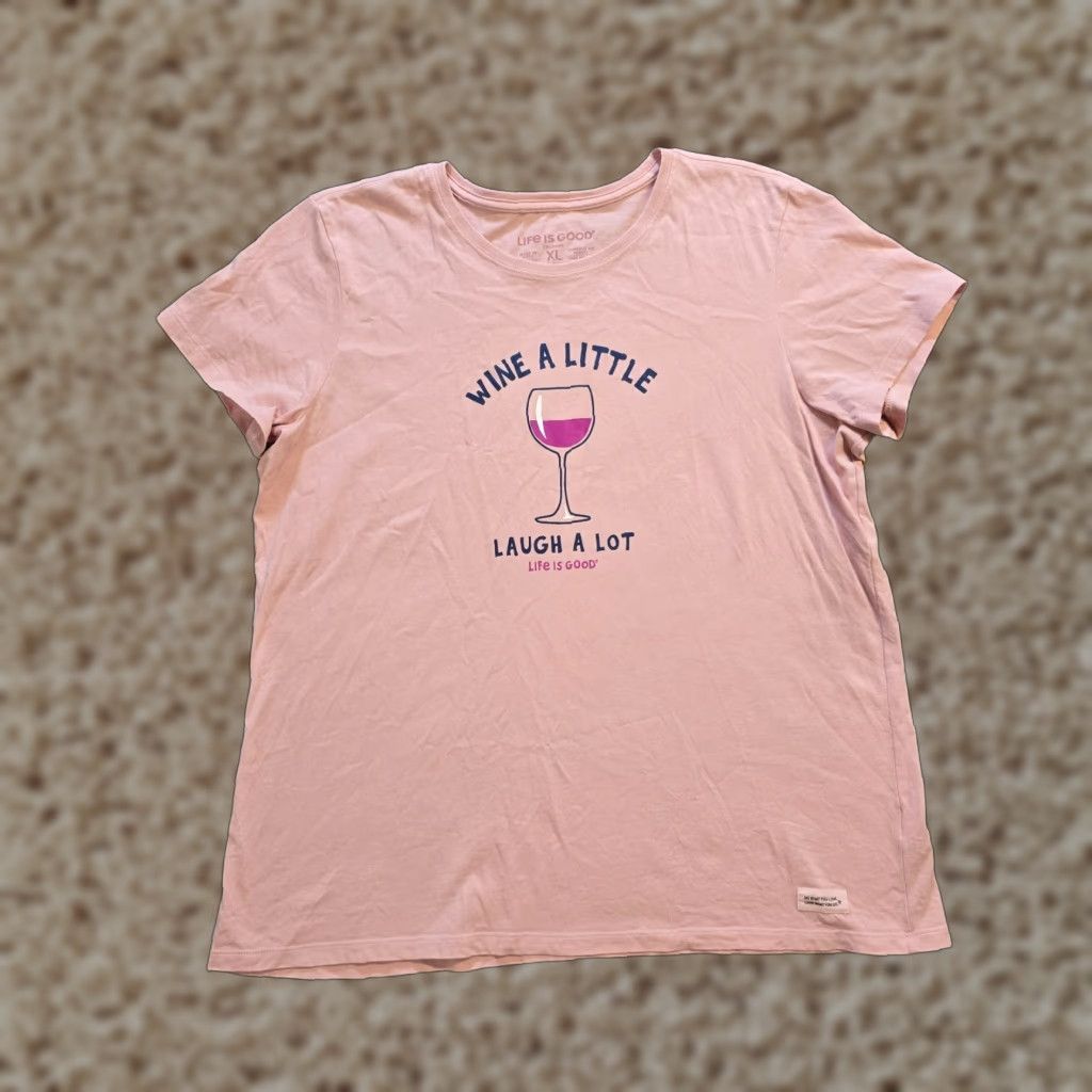 Life is Good Life Is Good Shirt Womens XL Pink Wine Short Sleeve Basic Casual Everyday Size XL / US 12-14 / IT 48-50 - 1 Thumbnail