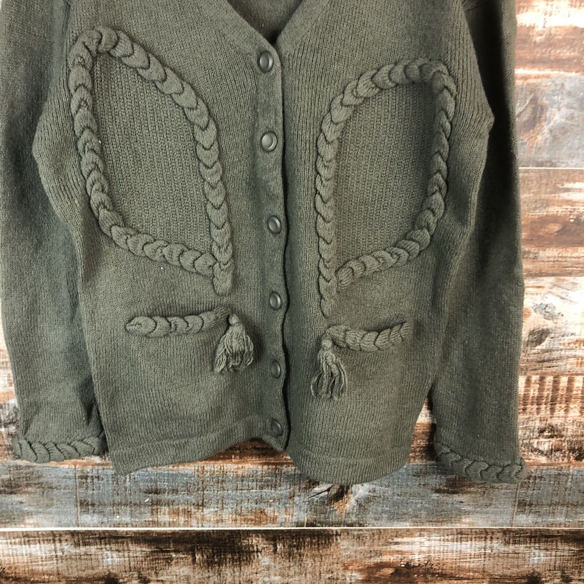 Homespun Knitwear × Japanese Brand DL Lemarais Green Cardigan Knitwear #C585 Size US M / EU 48-50 / 2 - 6 Thumbnail