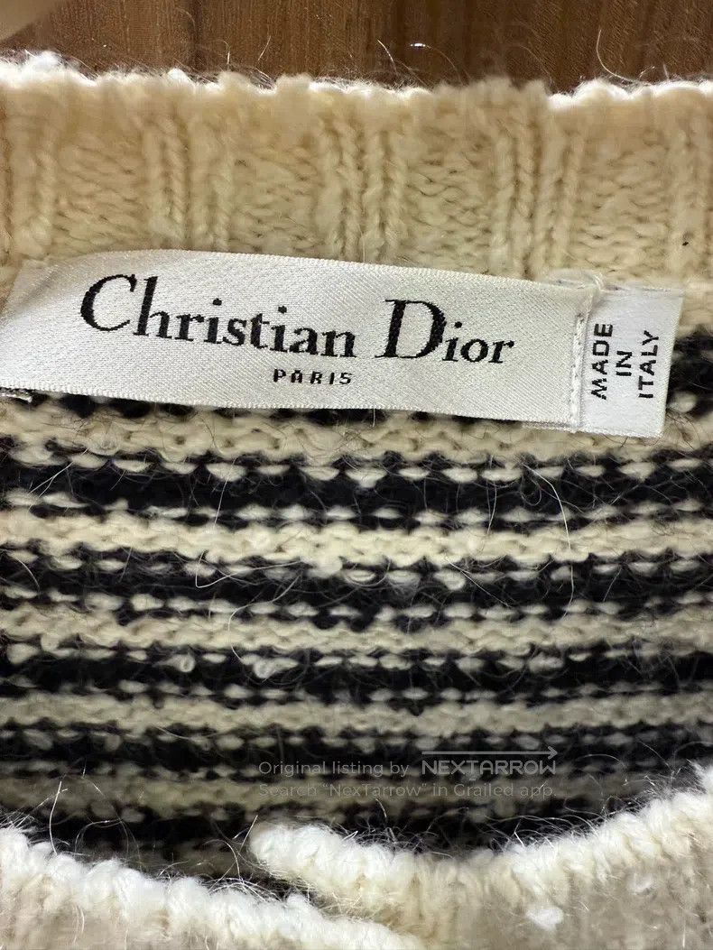 Dior Dior Black and white striped knitted cardigan coat Size M / US 6-8 / IT 42-44 - 3 Thumbnail