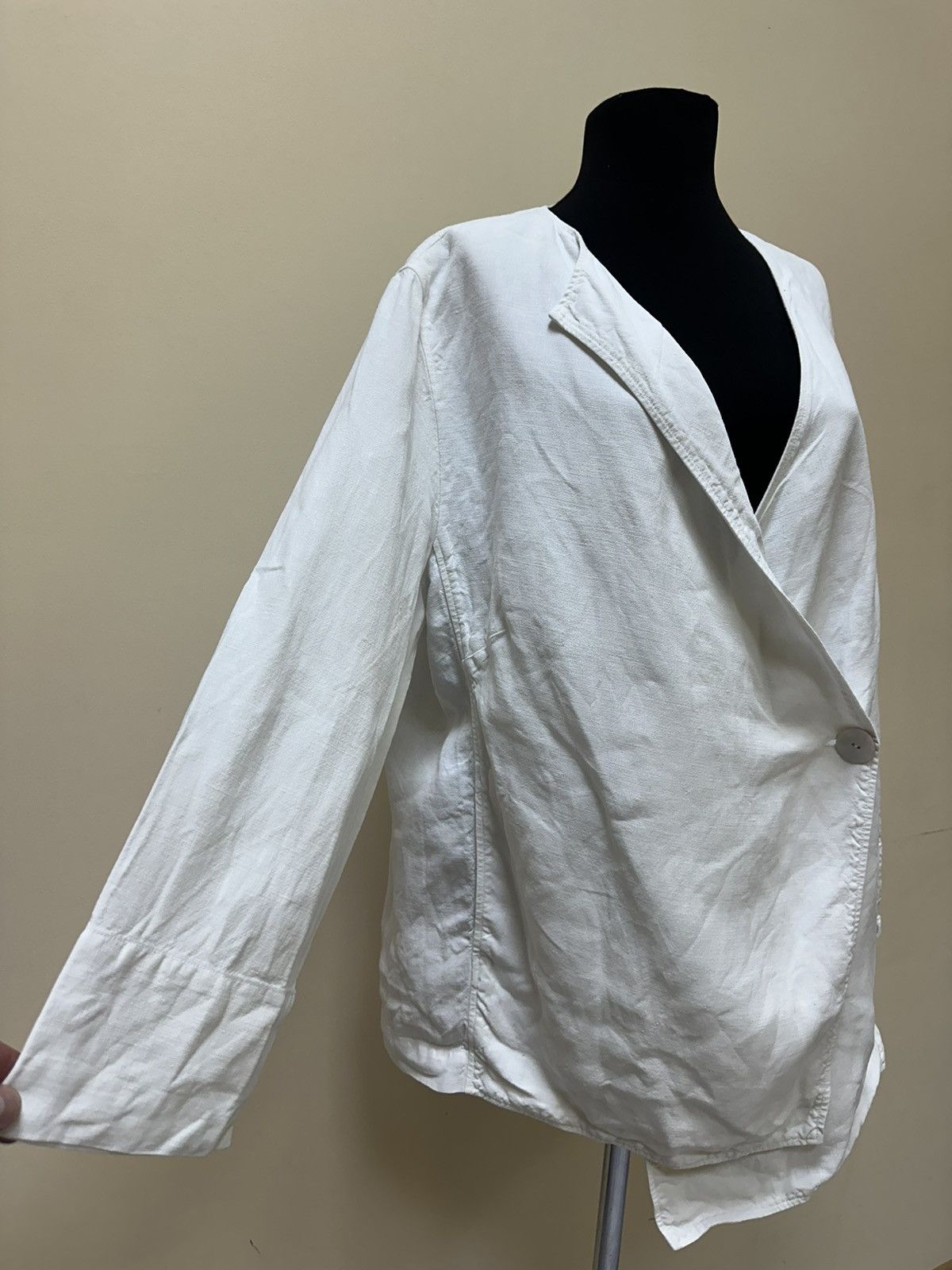 Designer × OSKA Cardigan Oska 5 100% linen White Size XL / US 12-14 / IT 48-50 - 3 Thumbnail