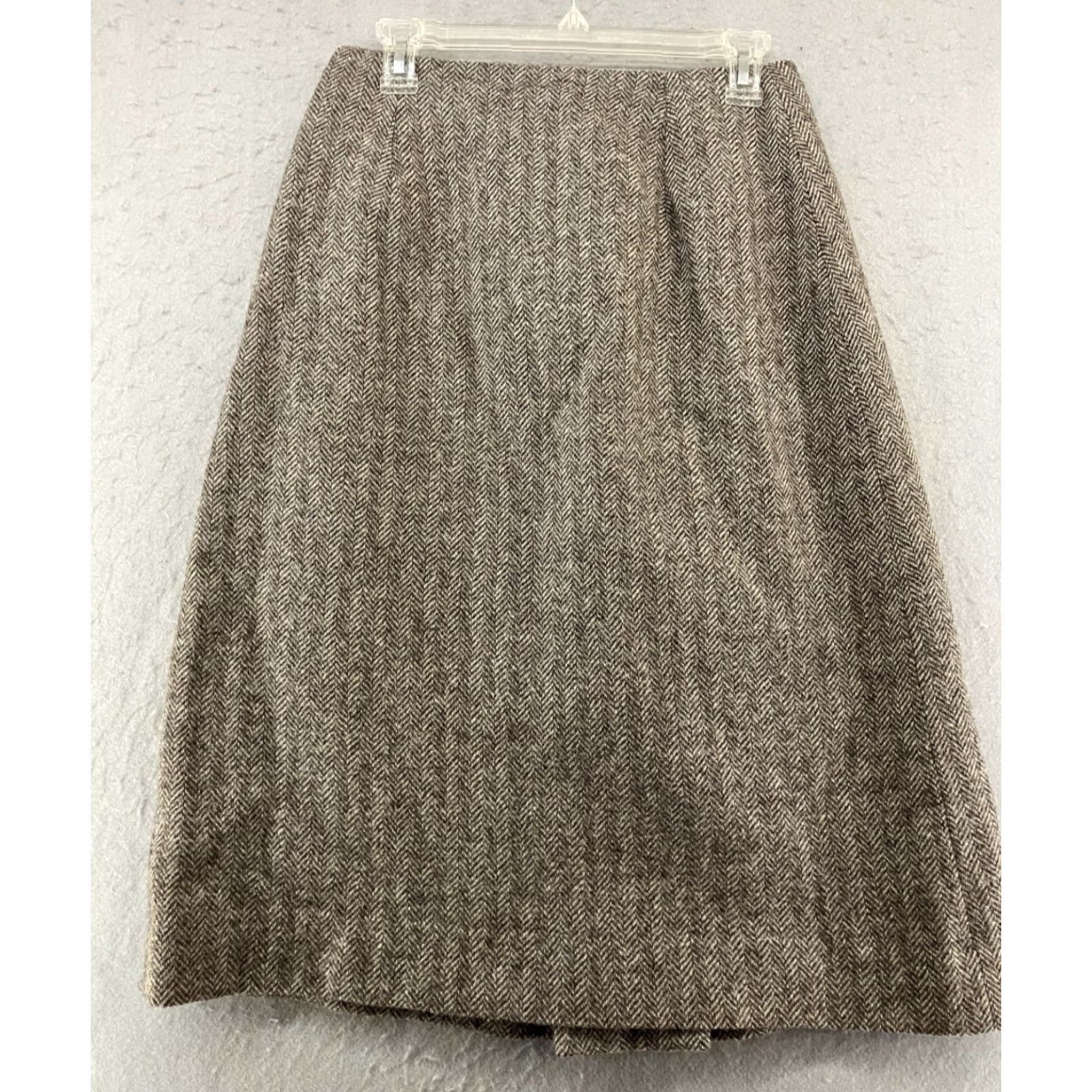 Vintage Welsh Naturally Women's Midi Skirt Wool Beige Solid 80s 90s Casual Side Slit UK Size M Size 32" / US 10 / IT 46 - 6 Thumbnail