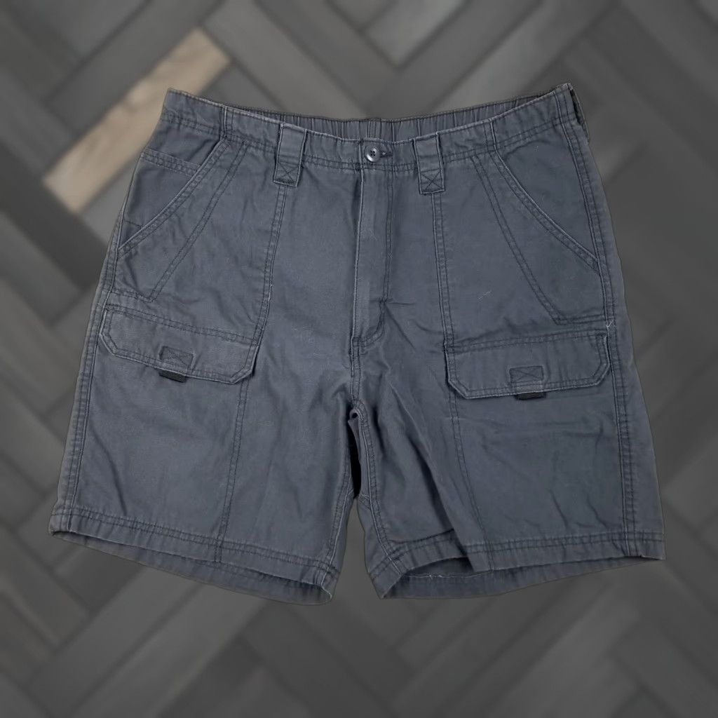 Men's Cargo Shorts 36 Gray Canvas Outdoor Casual Relaxed Fit - Main Image