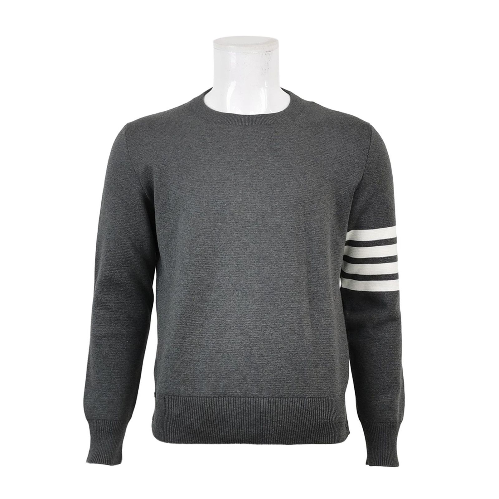 Thom Browne Thom Browne Gray Stripe Crewneck Sweater M Size US M / EU 48-50 / 2 - 1 Thumbnail