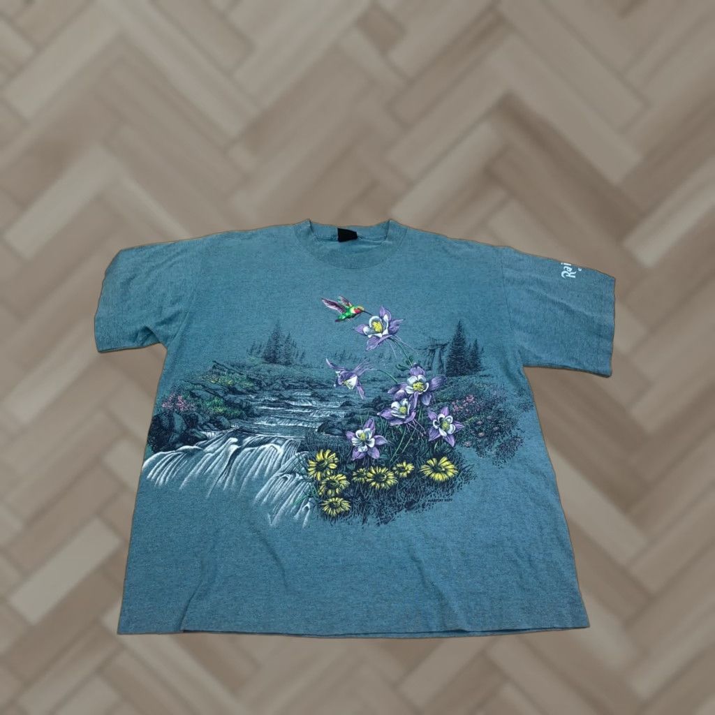 Vintage VINTAGE Signal Sport T-Shirt Men M Green Nature Forest Hummingbird 11013 Size US M / EU 48-50 / 2 - 1 Thumbnail