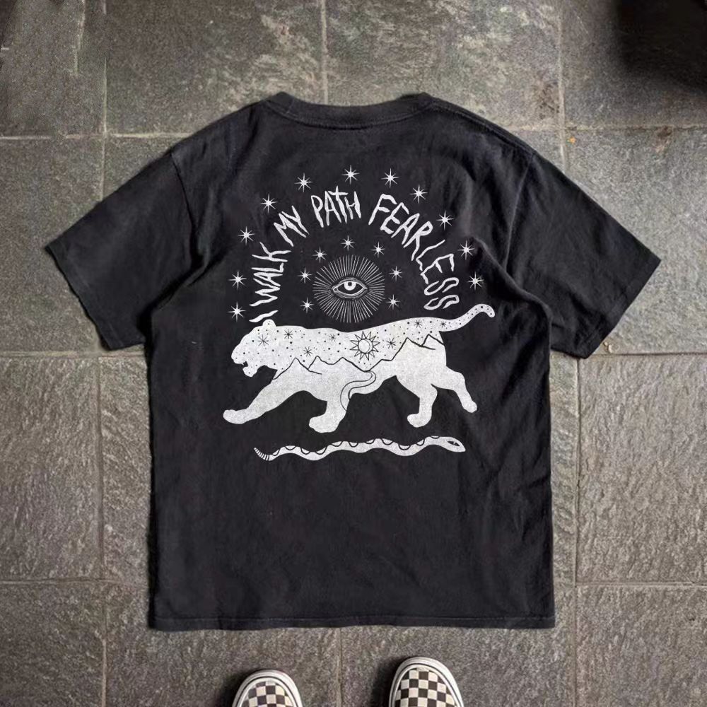Vintage Black Vintage Tiger Print Cotton T-shirt Size US M / EU 48-50 / 2 - 1 Thumbnail