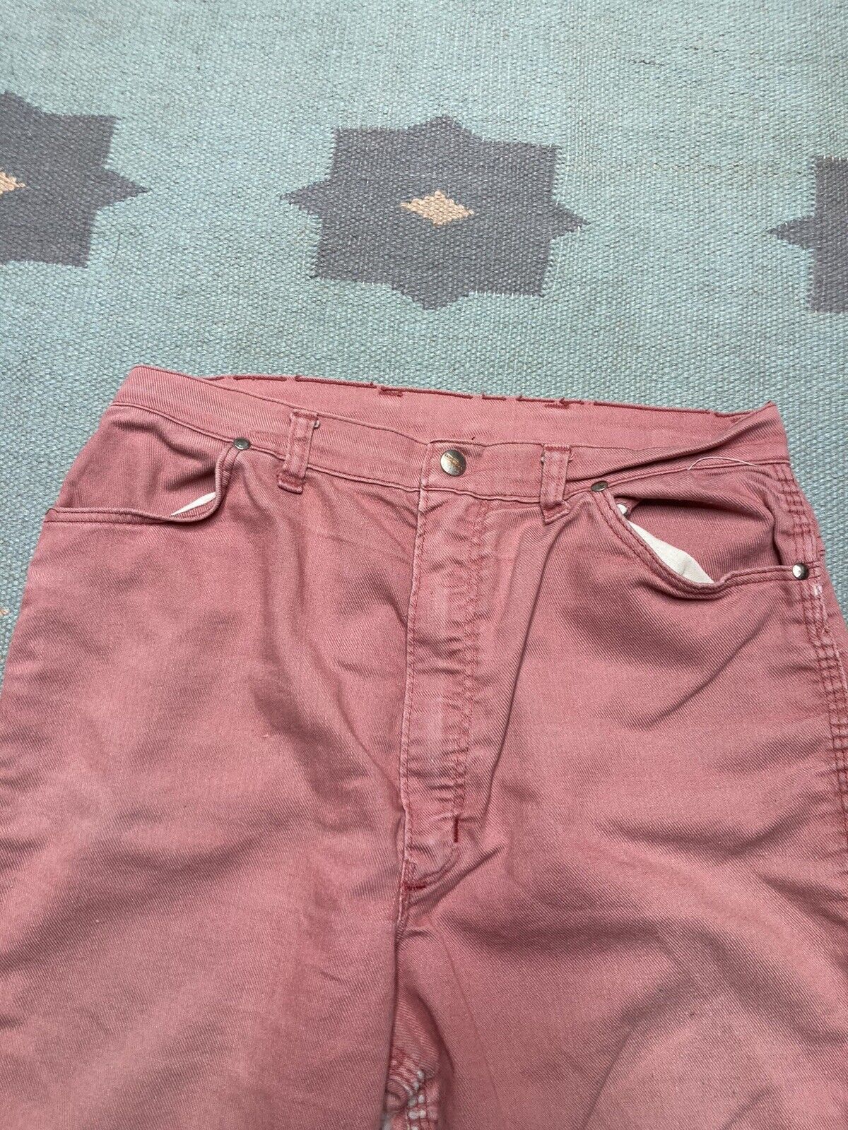 Vintage 60s maverick blue bell jeans salmon flared bell bottoms 18 Size 29" - 7 Thumbnail
