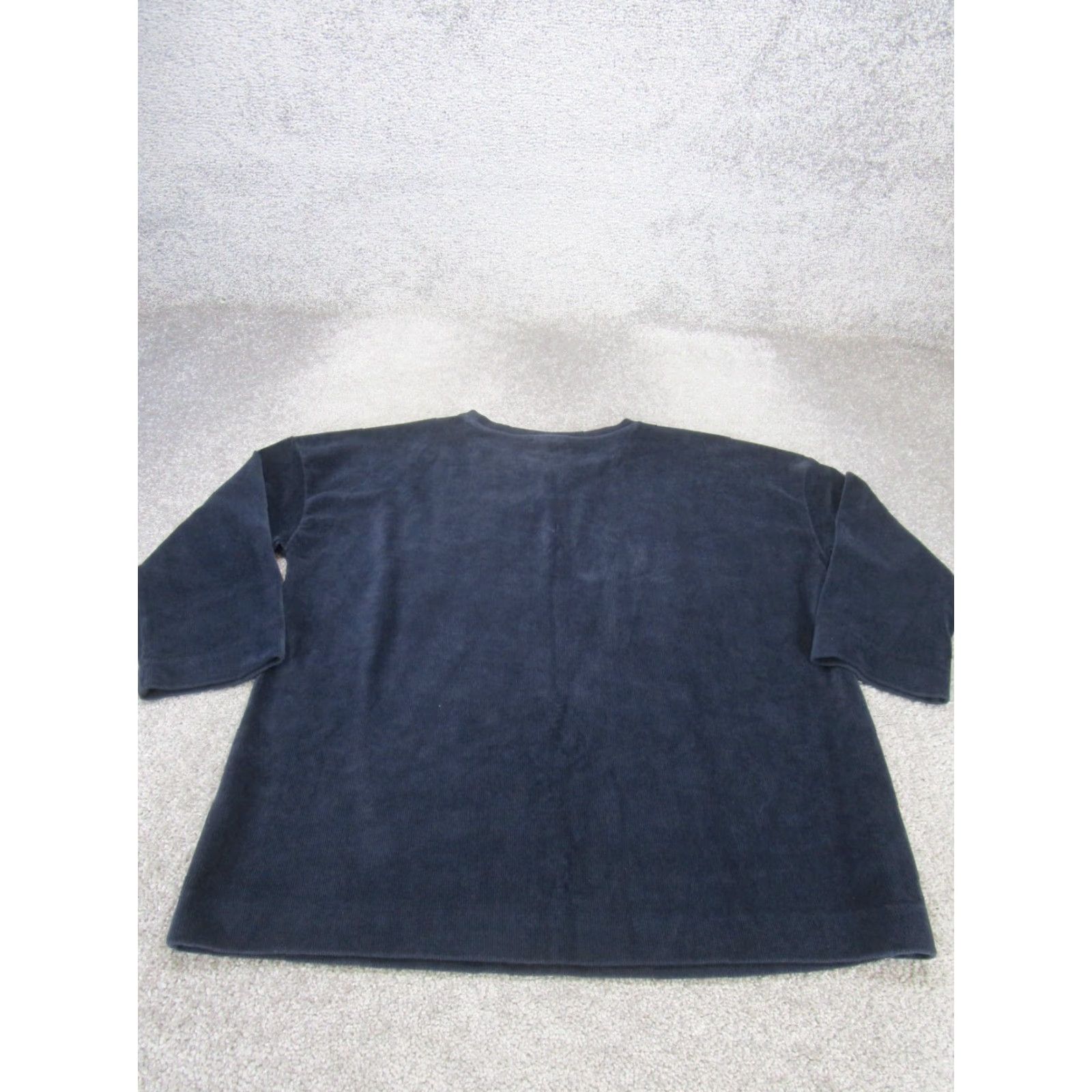 Vintage VINTAGE Pure Jill Sweater Womens Medium Pullover V-Neck Long Sleeve Cotton Blend Navy Blue Size M / US 6-8 / IT 42-44 - 3 Thumbnail