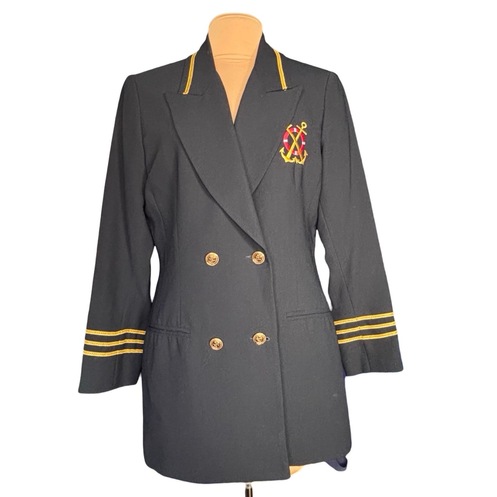 Vintage Vintage Eva Polini Nautical Navy Blazer Gold Buttons Anchor Size XL / US 12-14 / IT 48-50 - 1 Thumbnail