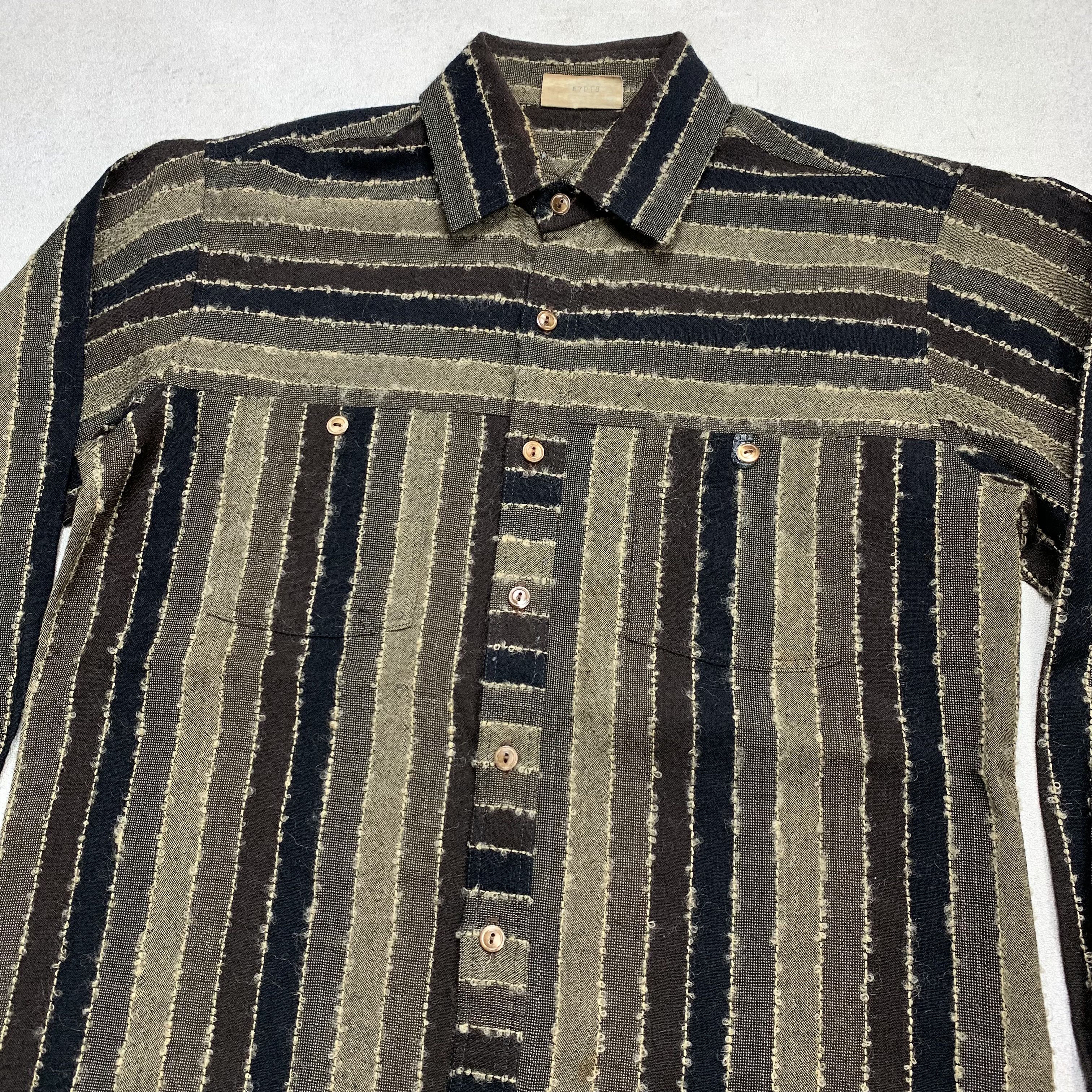 Japanese Brand Vintage Hardlion Rock Tokyo Cut and Sew Button Up Wool Shirt Size US M / EU 48-50 / 2 - 3 Thumbnail