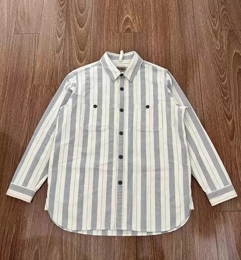 Nigel Cabourn Loose Linen Stripe Long Sleeve Shirt