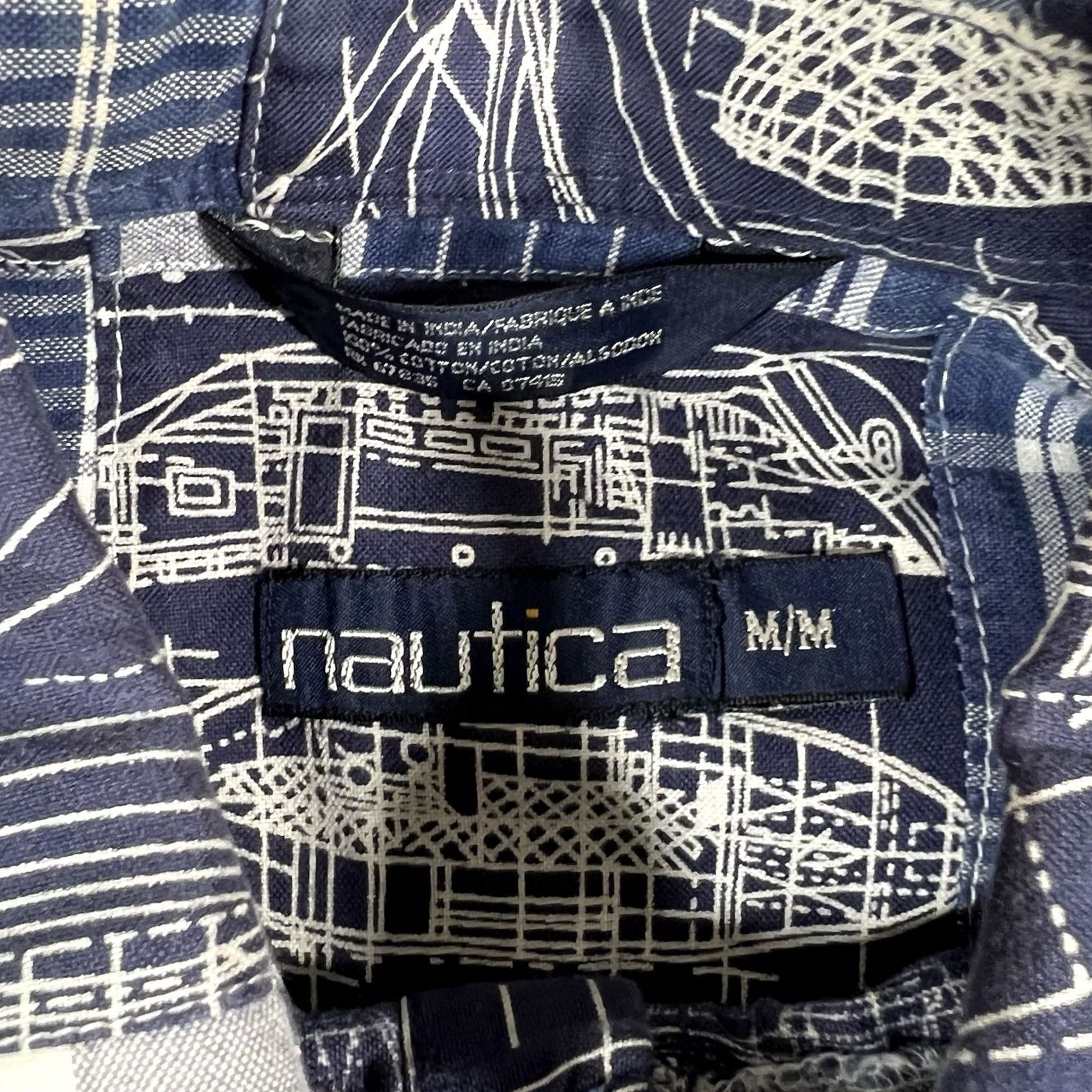 Nautica VTG Nautica Button-Up Shirt Plaid Blue Patchwork Short Sleeve Size M Mens Size US M / EU 48-50 / 2 - 5 Thumbnail