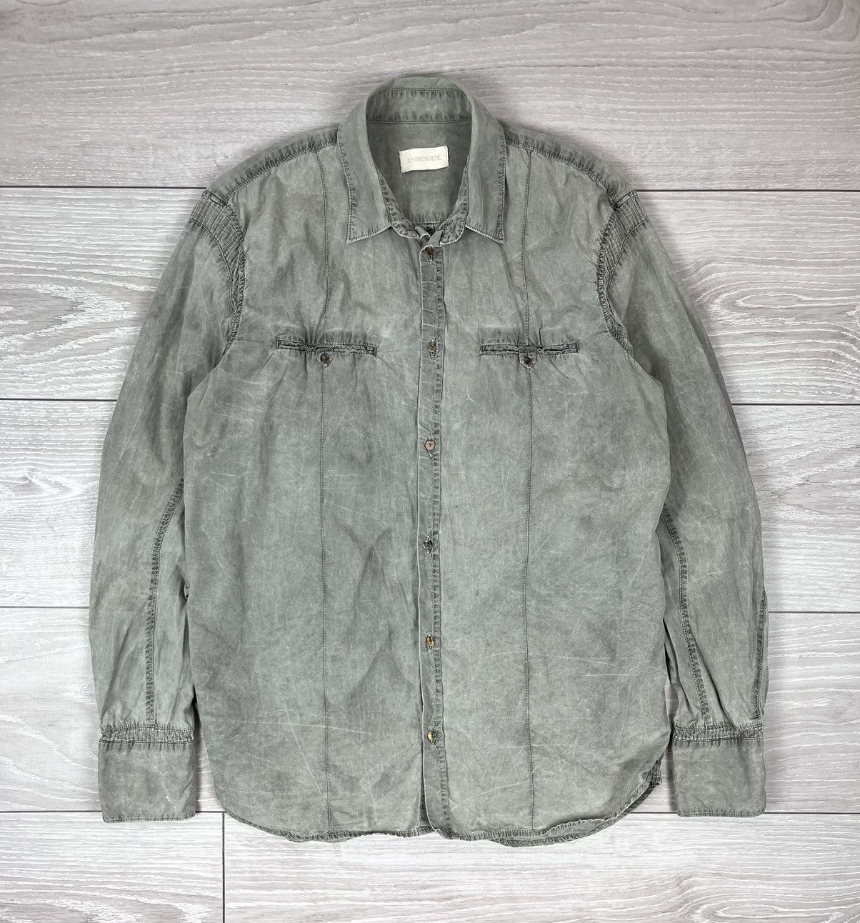 Diesel Diesel Vintage 00s Avante Garde Washed Dyed Button Shirt Size US L / EU 52-54 / 3 - 1 Thumbnail