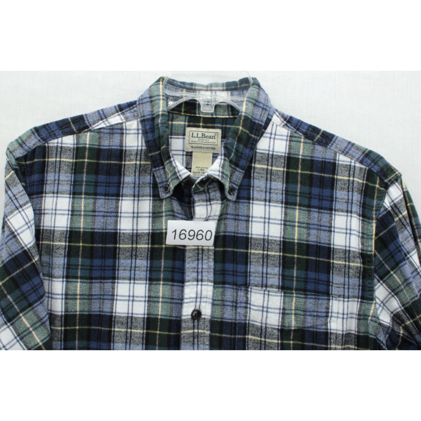 Vintage L.L. Bean Flannel Shirt Mens Blue Green Plaid Longsleeve Outdoors Hiking Camping Shirt Mens L Blue Plaid Flannel Button-Up Outdoors Men Size US L / EU 52-54 / 3 - 7 Thumbnail
