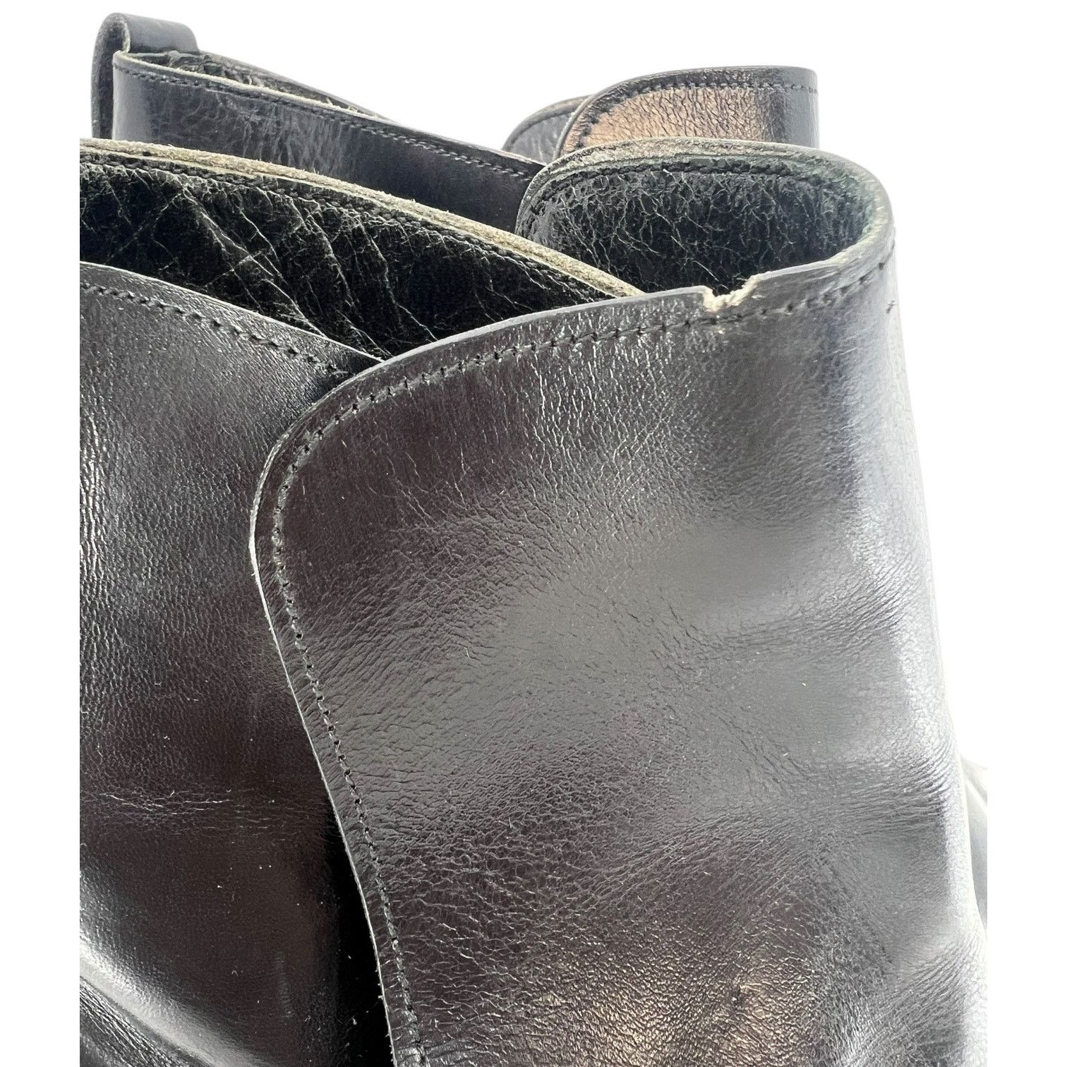 Vintage Vintage Handmade Black Leather Pull On Ankle Boots Spain 7D Size US 7 / EU 40 - 6 Thumbnail