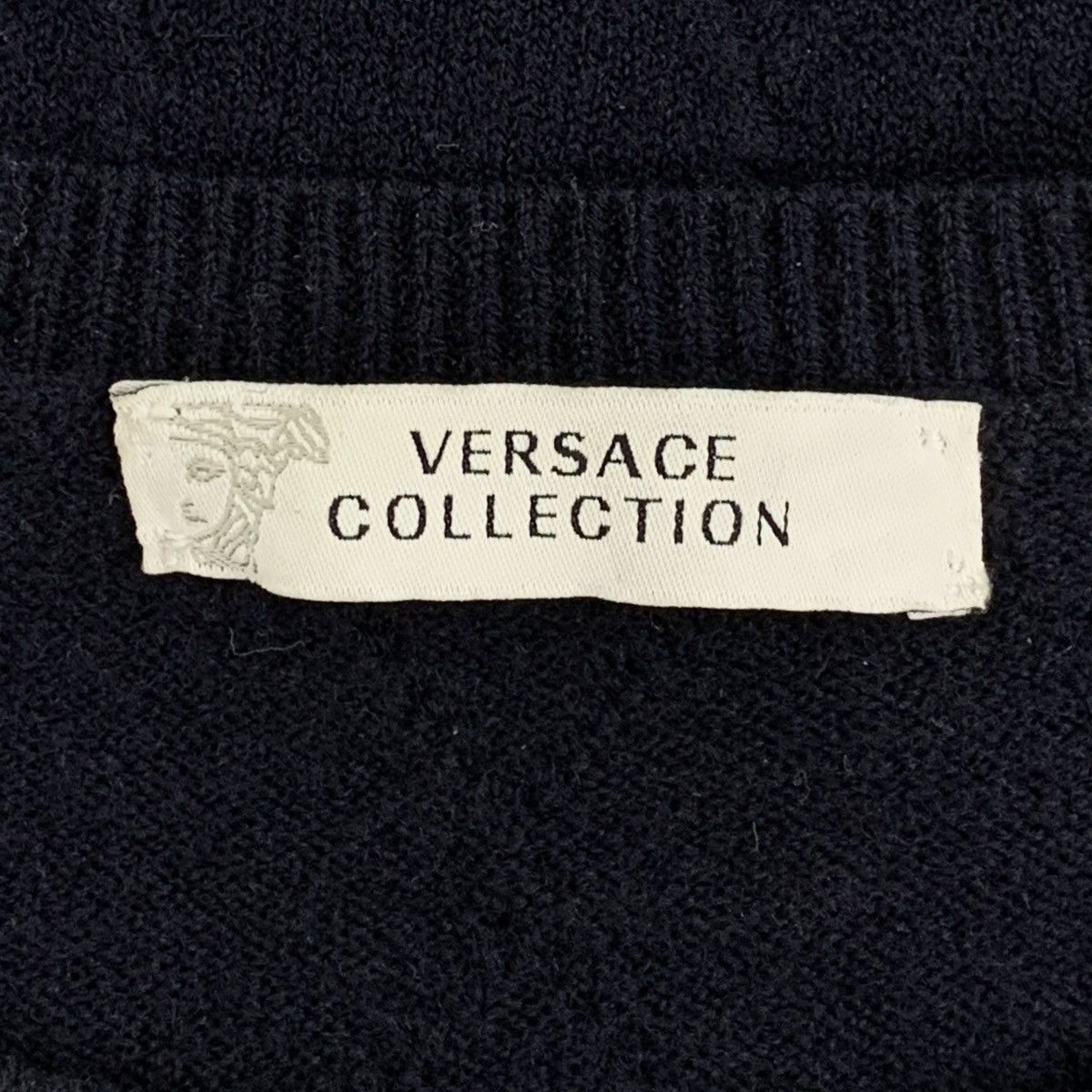 Versace Versace Navy Argyle Wool Long Sleeve Knit Sweater K26WX Size US M / EU 48-50 / 2 - 5 Thumbnail