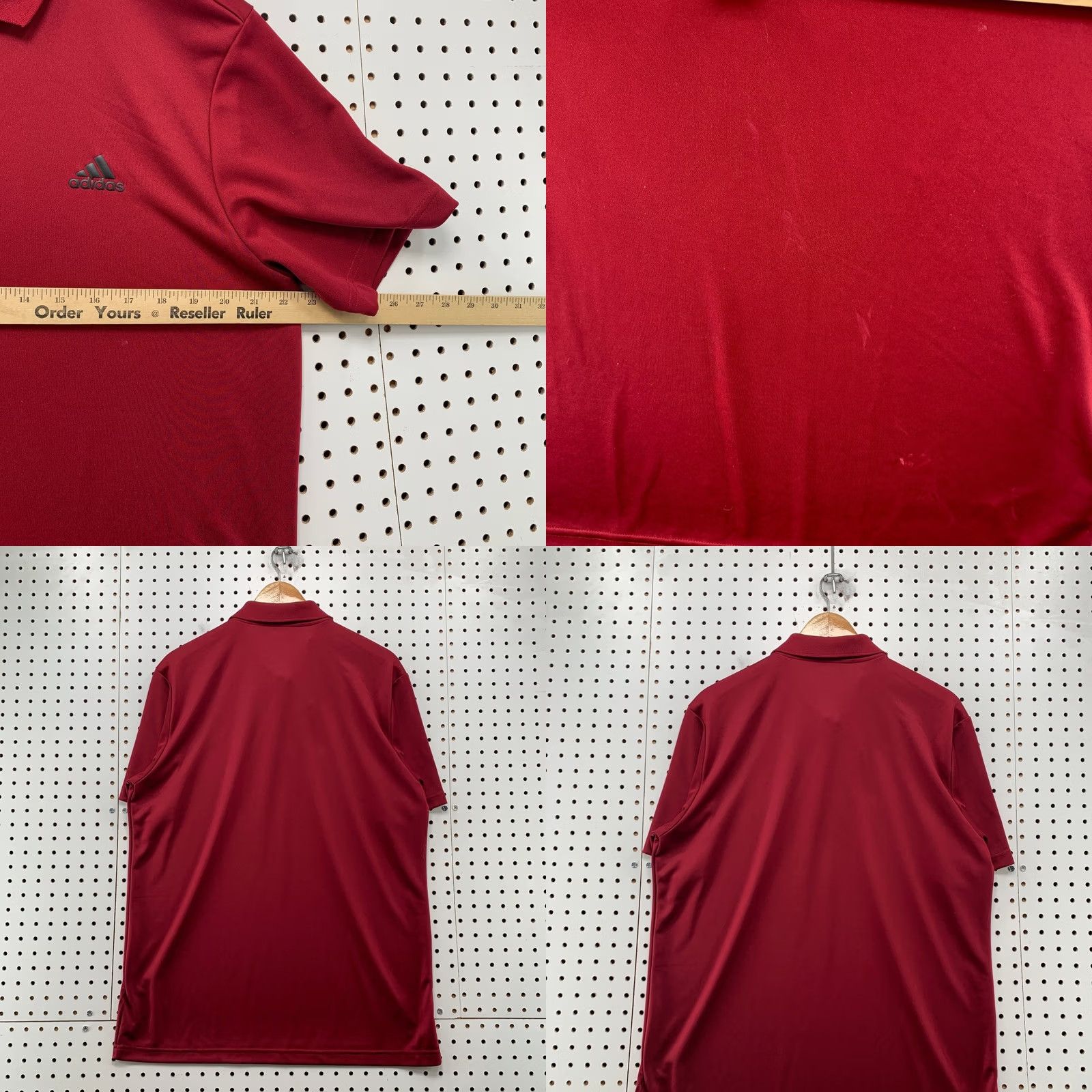 Adidas ADIDAS Polo Shirt Mens Large Red Primegreen Short Sleeve Button Up Polo Mens Red Primegreen Shirt Size US L / EU 52-54 / 3 - 9 Thumbnail