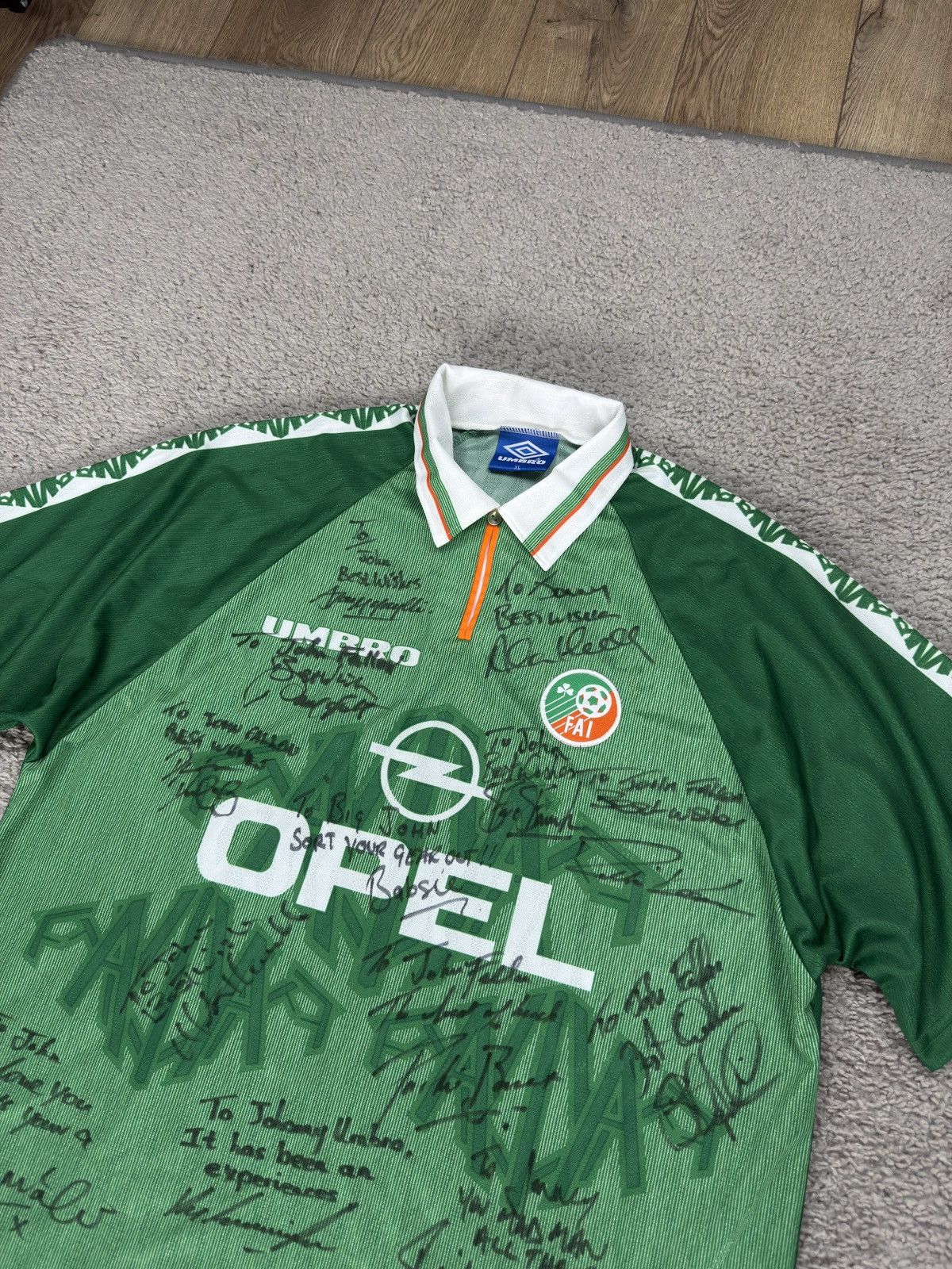 Umbro × Vintage Vintage Ireland Home Shirt 96–98 Signed Umbro Opel Size US XL / EU 56 / 4 - 3 Thumbnail