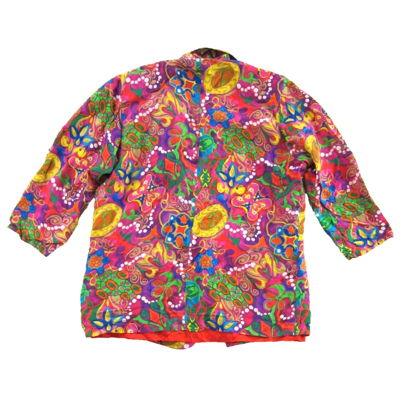 Vintage VTG 80's Pat Argenti 100% Silk Blazer Jacket L Pink Abstract Pocket Blazer Jacket Womens Vintage 80s 90s Size L / US 10 / IT 46 - 2 Thumbnail