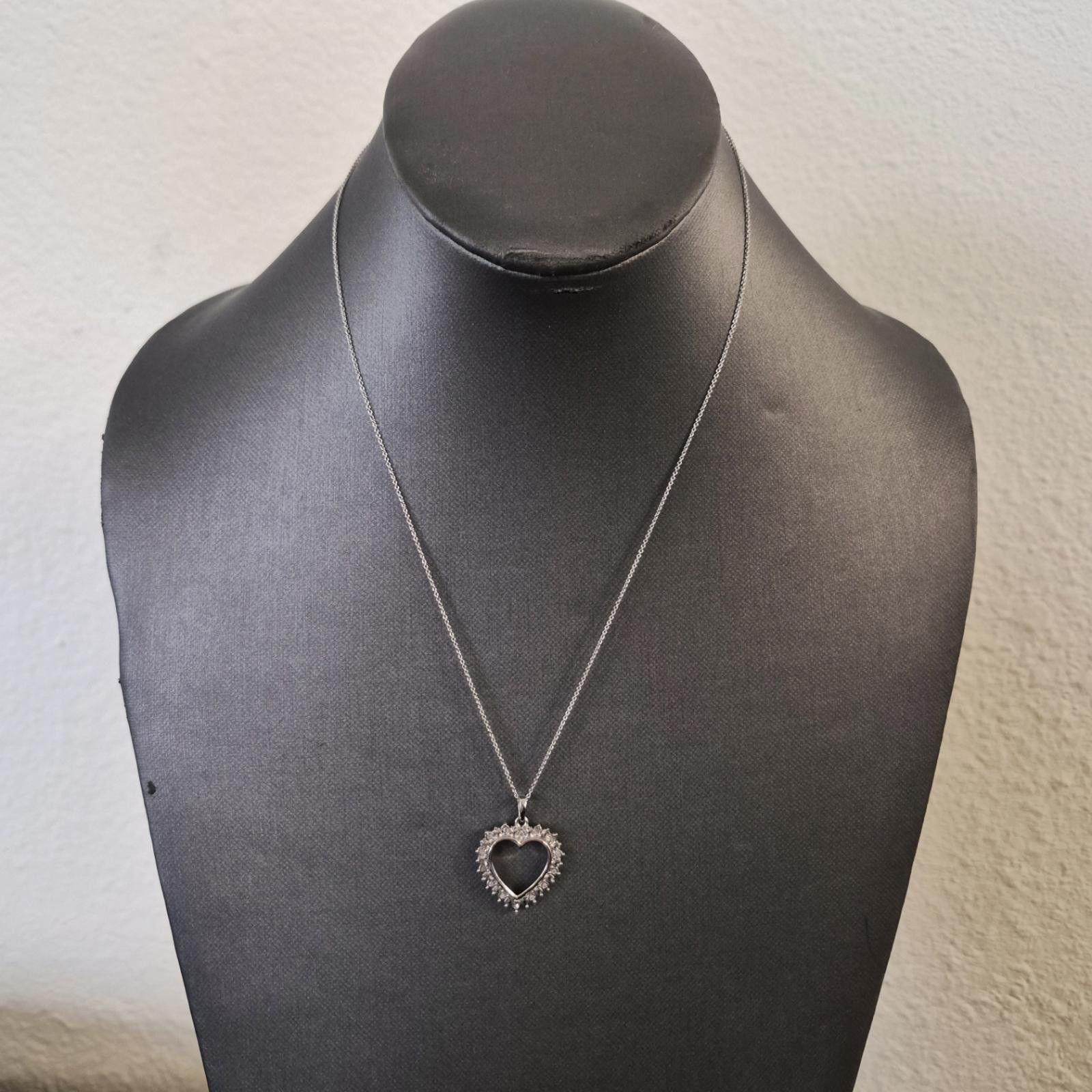 Macys Macy’s Diamond Heart Pendant Necklace – Sterling Silver Size ONE SIZE - 7 Thumbnail