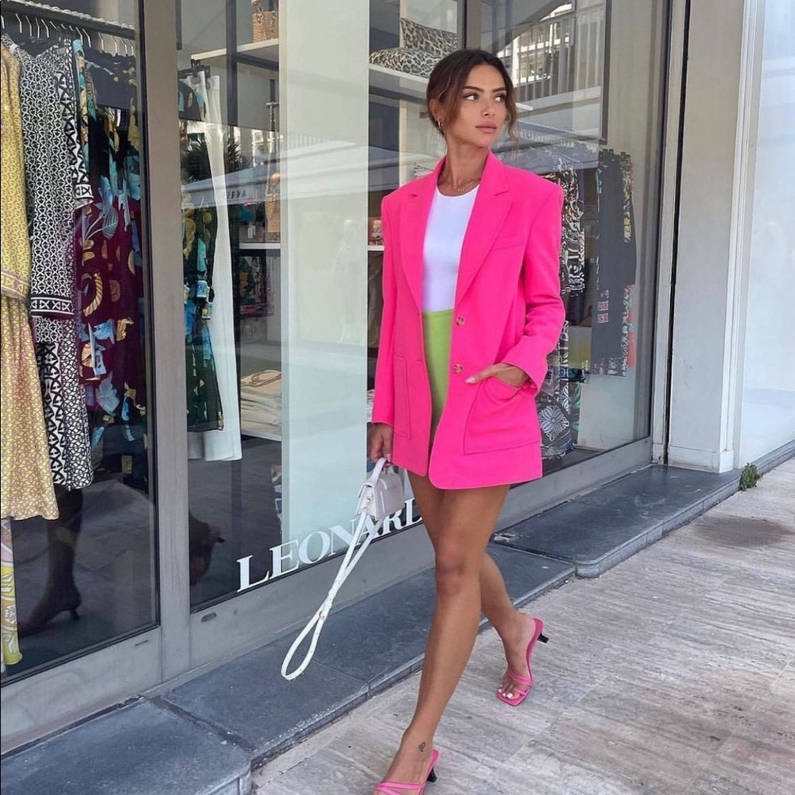 Zara ZARA BLOGGER FAVORITE MENSWEAR STYLE BLAZERNEON PINK Size S / US 4 / IT 40 - 1 Thumbnail