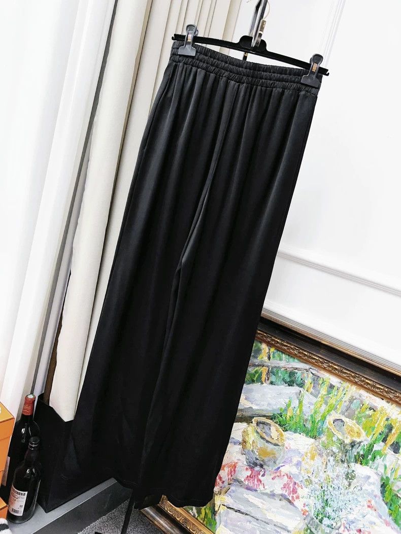 Chanel Chanel 23C early spring black satin silk trousers wide-leg Size 24" / US 00 / IT 34 - 2 Thumbnail
