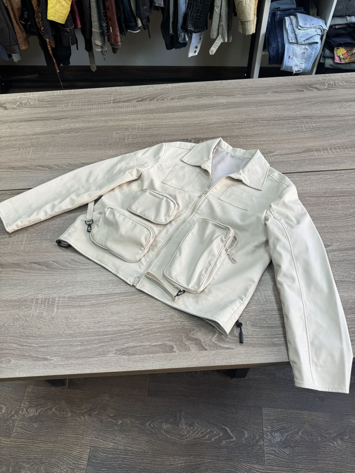 Japanese Brand Multi-pocket Cargo Junya Watanabe Style Leather Jacket Size US M / EU 48-50 / 2 - 4 Thumbnail