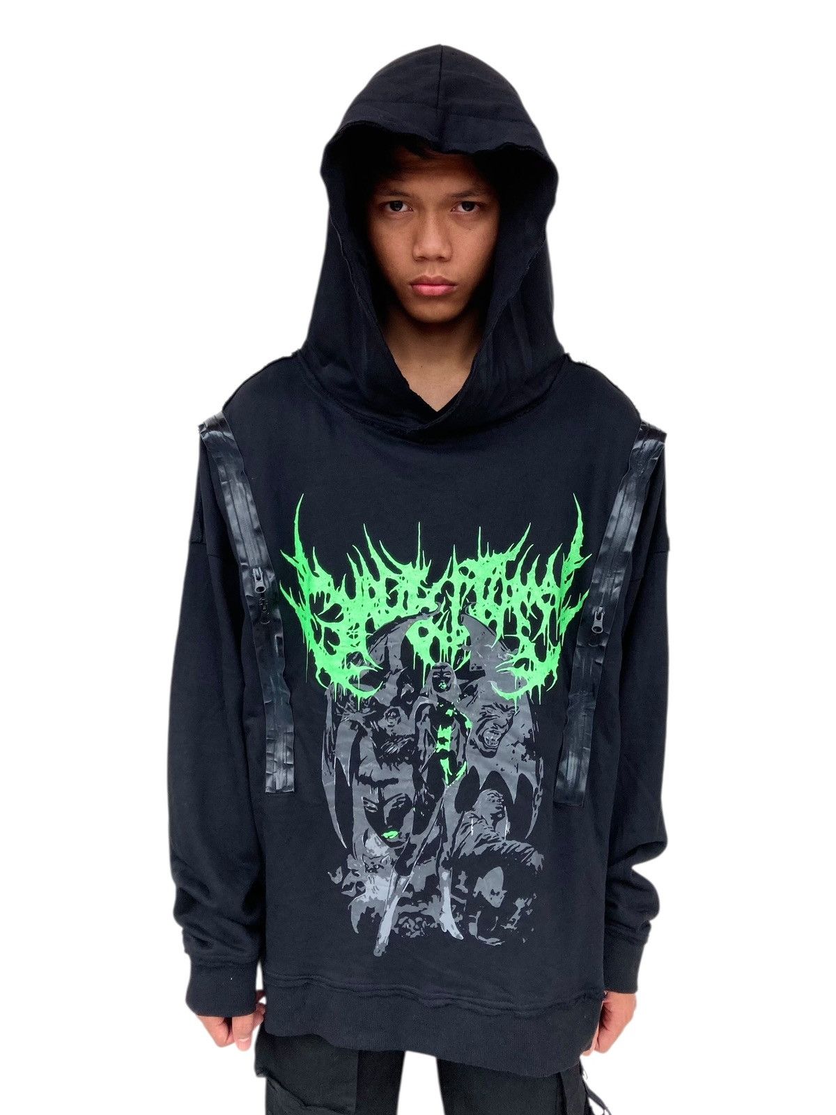 20471120 2000s Yoikadakada - PVC Metal Hoodie Size US M / EU 48-50 / 2 - 5 Thumbnail
