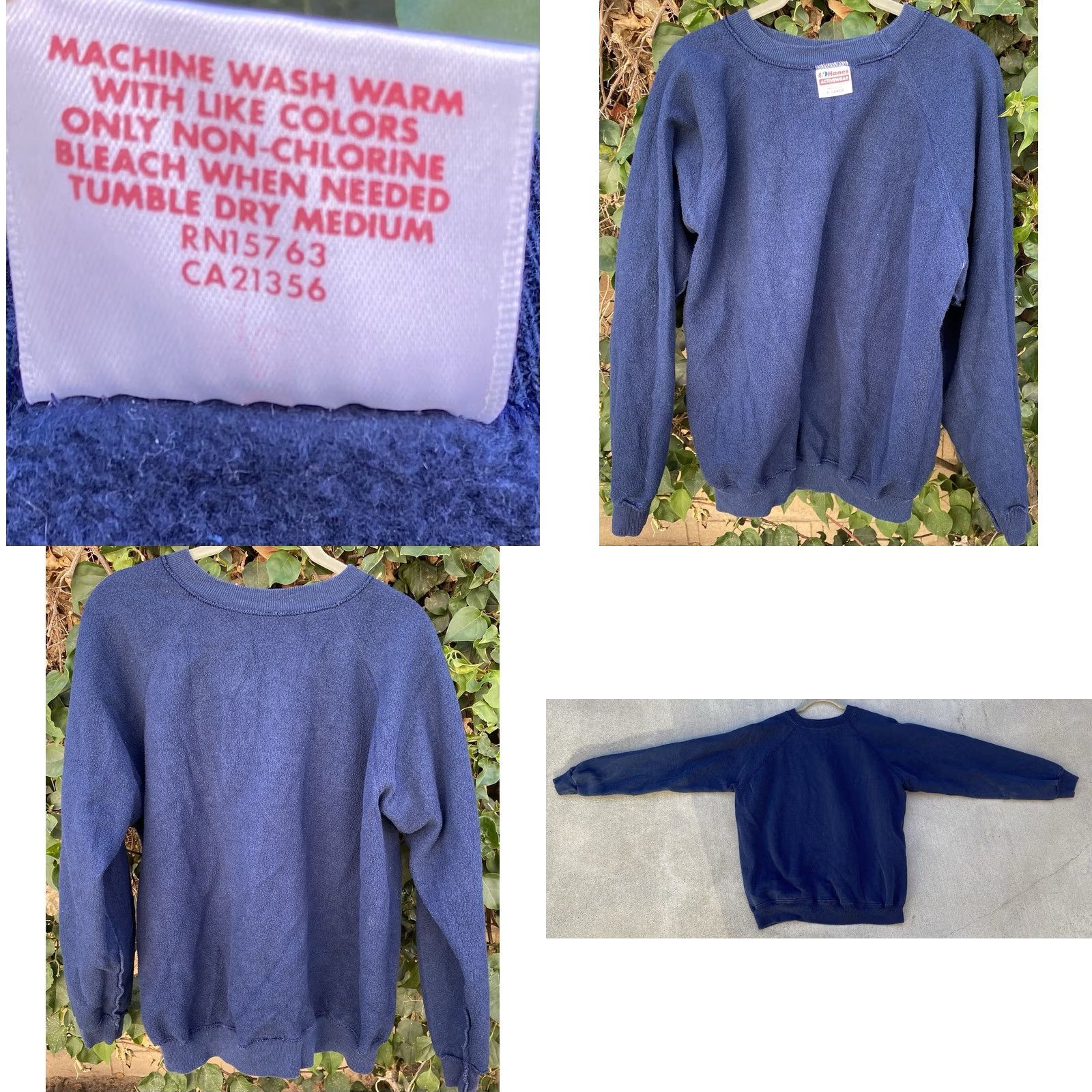 Hanes VINTAGE Hanes Sweatshirt Raglan Blue XL Men Pullover Raglan Sweatshirt Jumper Pullover Size US XL / EU 56 / 4 - 9 Thumbnail