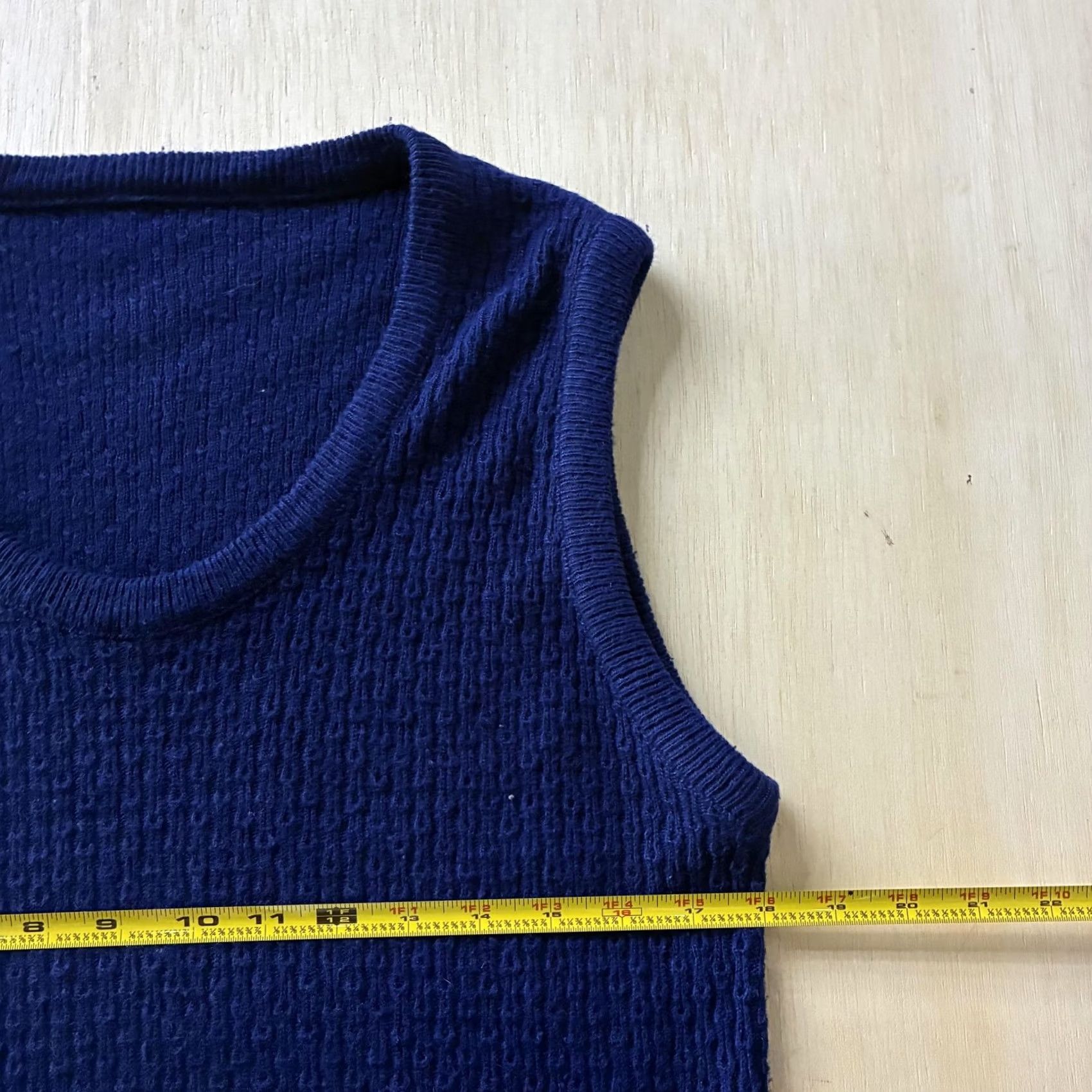 Vintage VINTAGE 80s Sweater Vest Mens Small Blue Textured Knit Sleeveless Crew Neck Top Size 36R - 5 Thumbnail