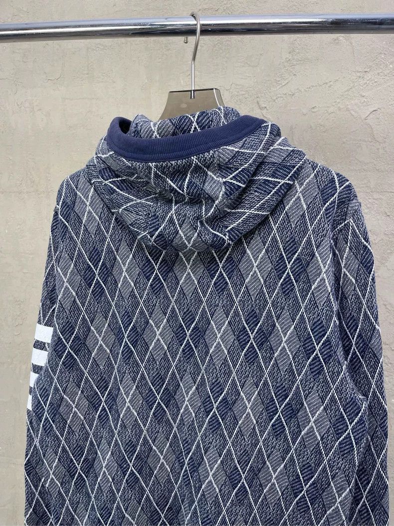 Thom Browne Thom browne Blue-gray diamond plaid four-striped button kni Size US S / EU 44-46 / 1 - 5 Thumbnail