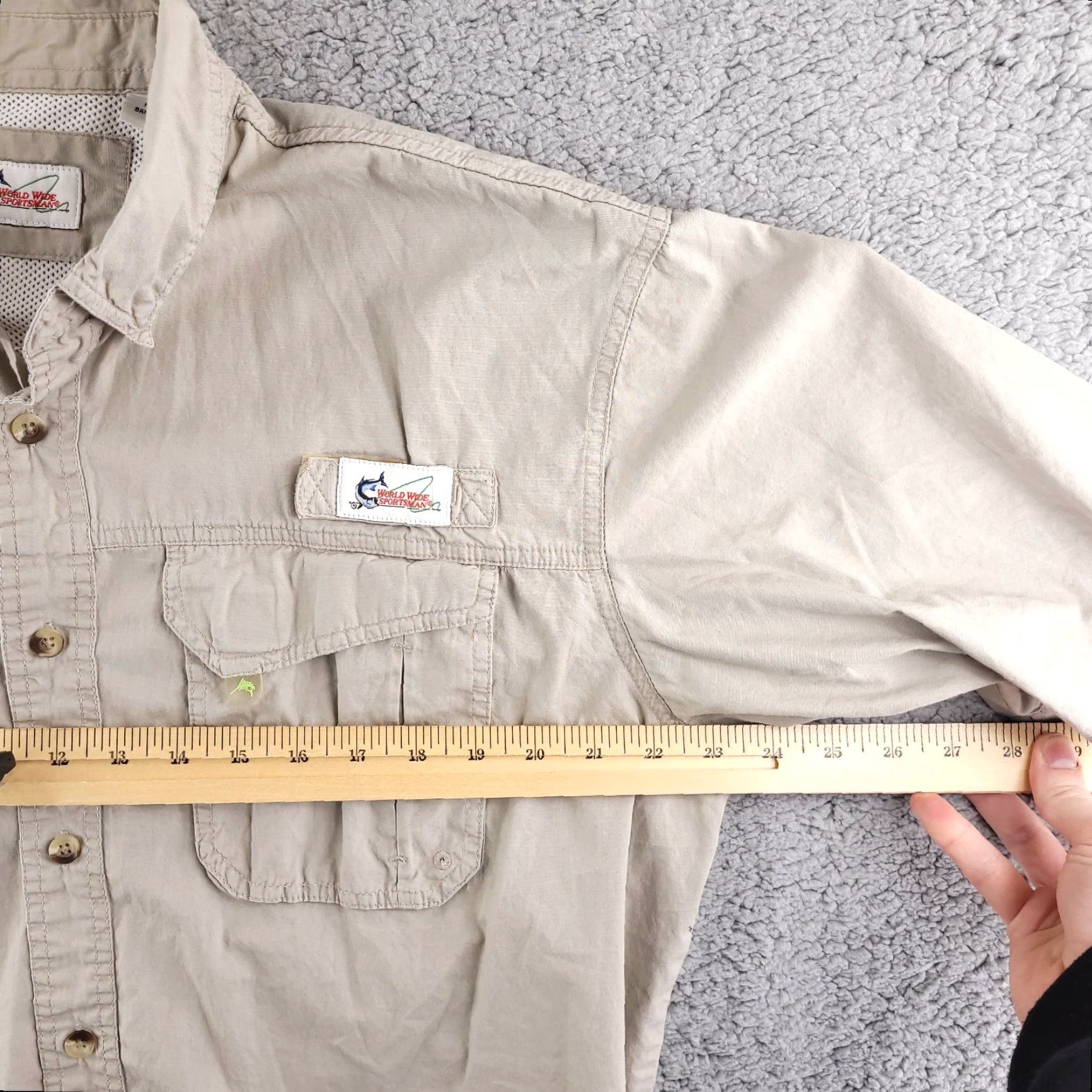 Vintage VINTAGE World Wide Sportsman Short Sleeve Button-Up Shirt Mens Brown Large Vented Fishing Shirt Size US L / EU 52-54 / 3 - 6 Thumbnail