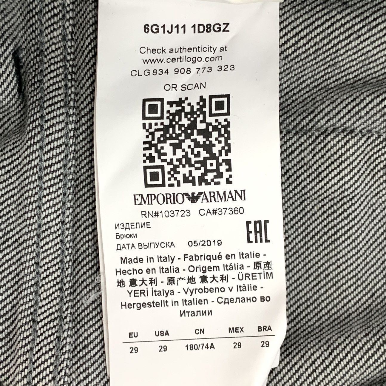Armani Armani Black Casual Denim Pants With Pocket Logo K26WX Size 29" - 9 Thumbnail
