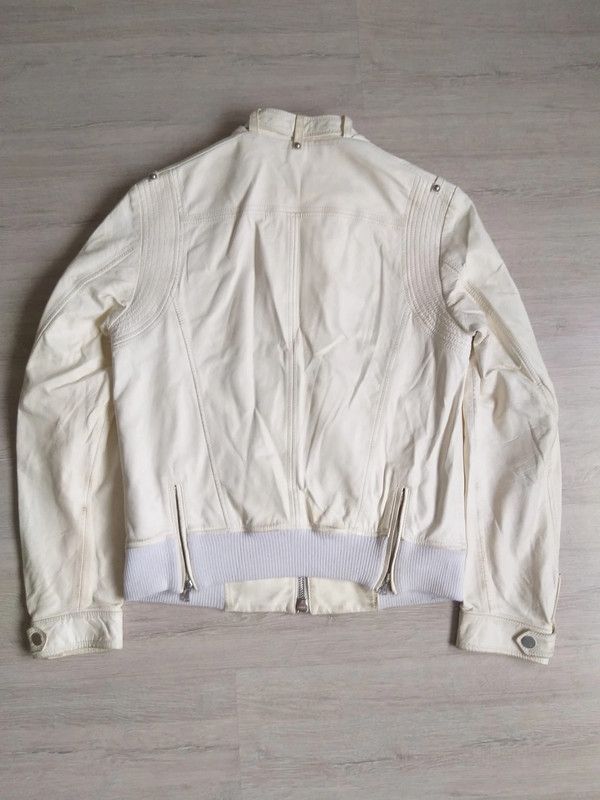John Richmond John Richmond Leather Biker Jacket White Archive Y2K Size L / US 10 / IT 46 - 3 Thumbnail