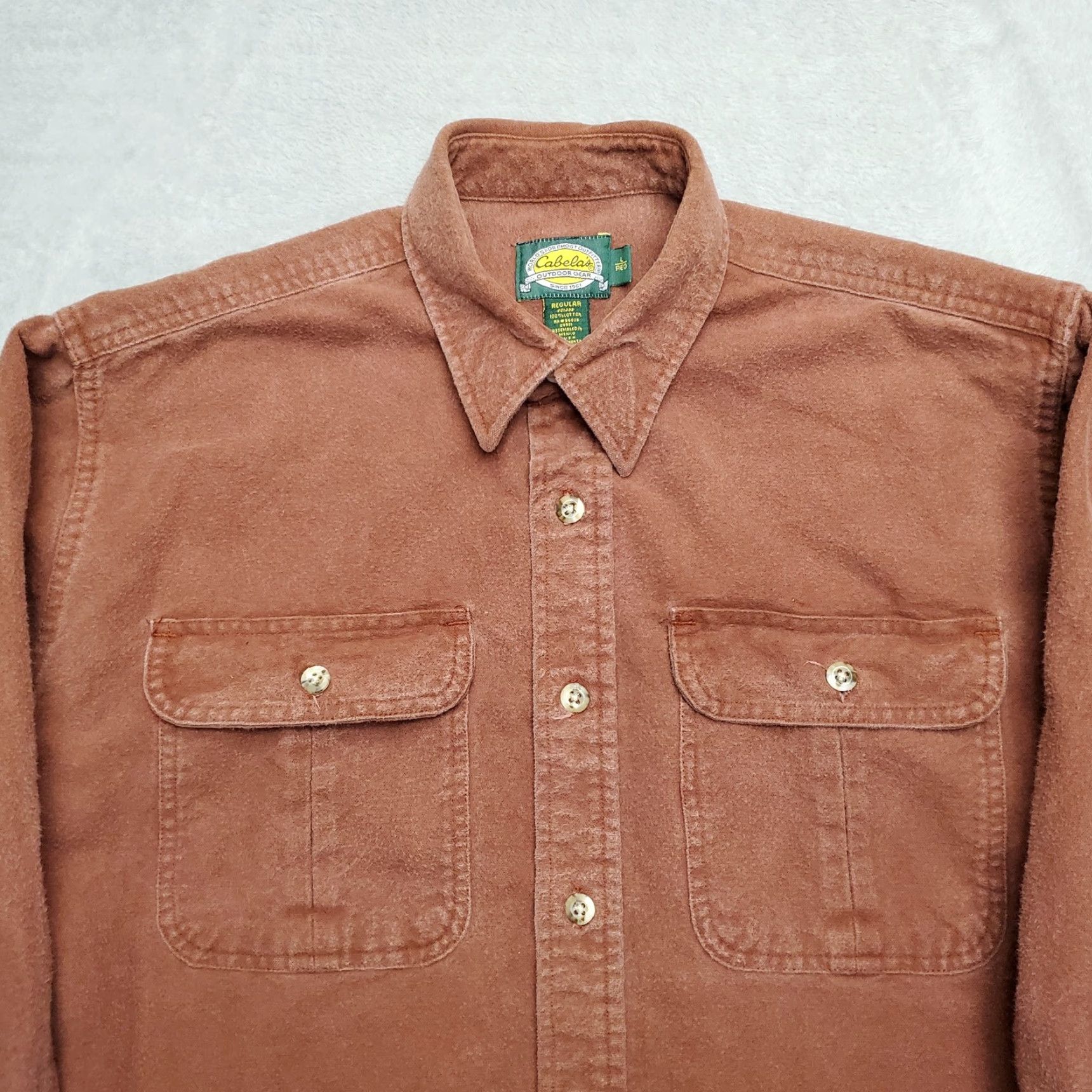Vintage VINTAGE Cabela's Chamois Shirt Men L Red Flannel Heavyweight Button-Up Long Sleeve Casual Outdoor Cotton Logo: N/A Size US L / EU 52-54 / 3 - 3 Thumbnail