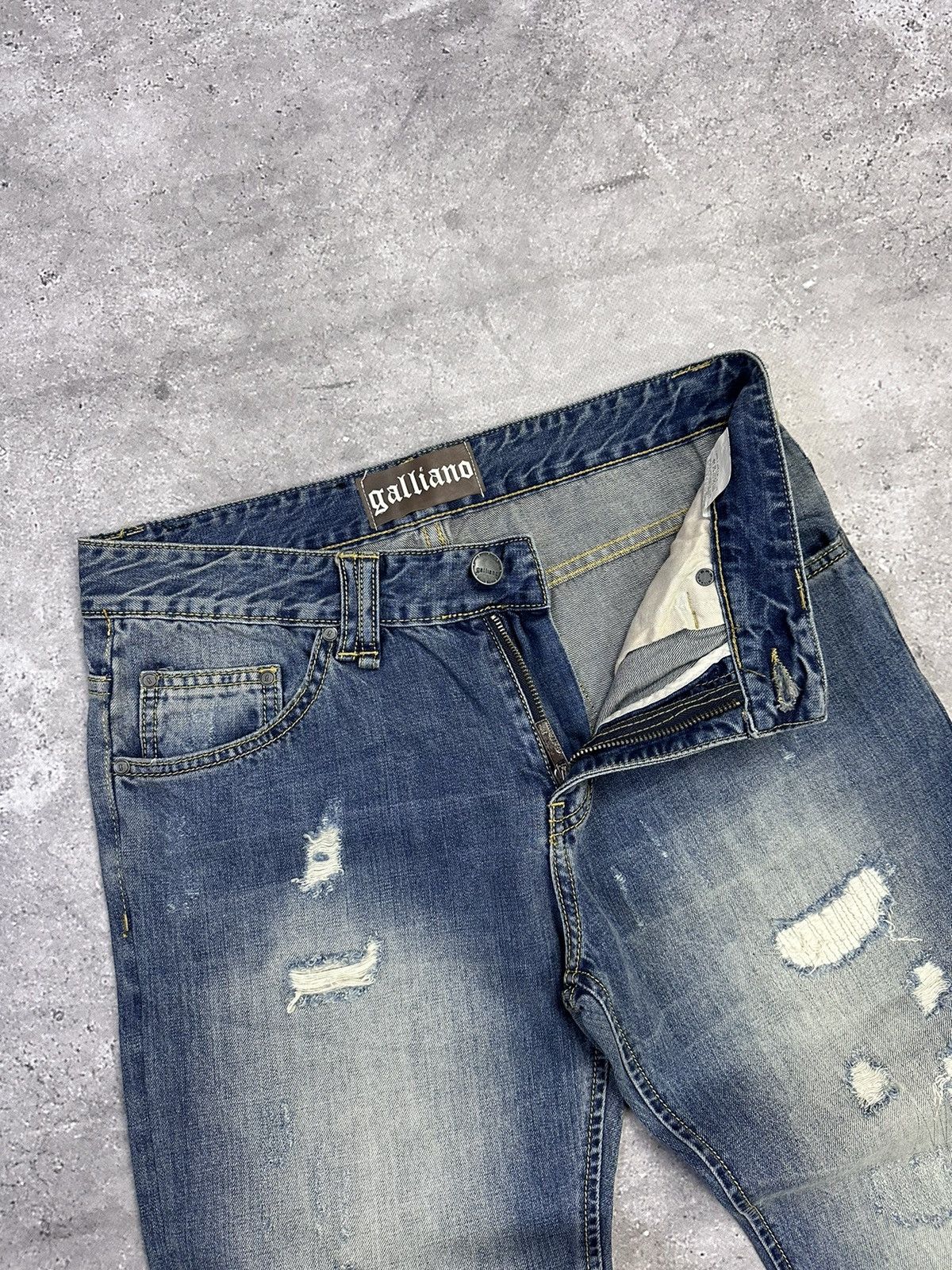 John Galliano × Vintage Vintage Galliano Distressed Blue Jeans Pants Size US 33 - 5 Thumbnail
