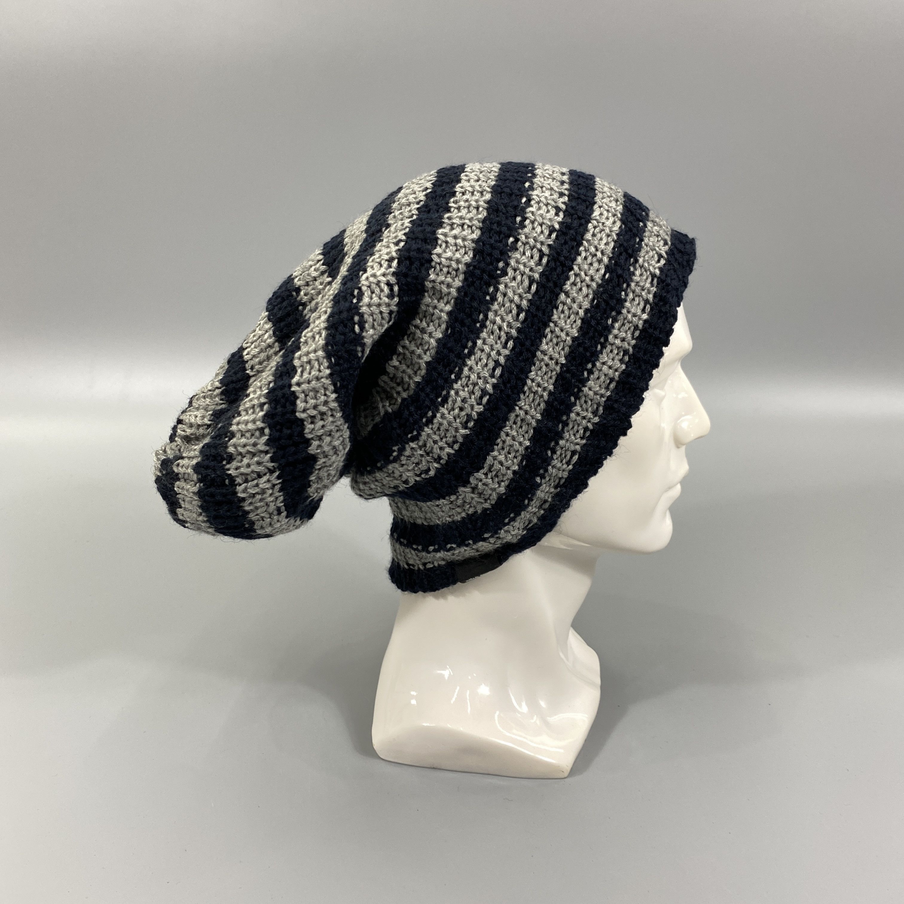 Japanese Brand Striped Slouchy Beanie Hats -BN947 Size ONE SIZE - 4 Thumbnail