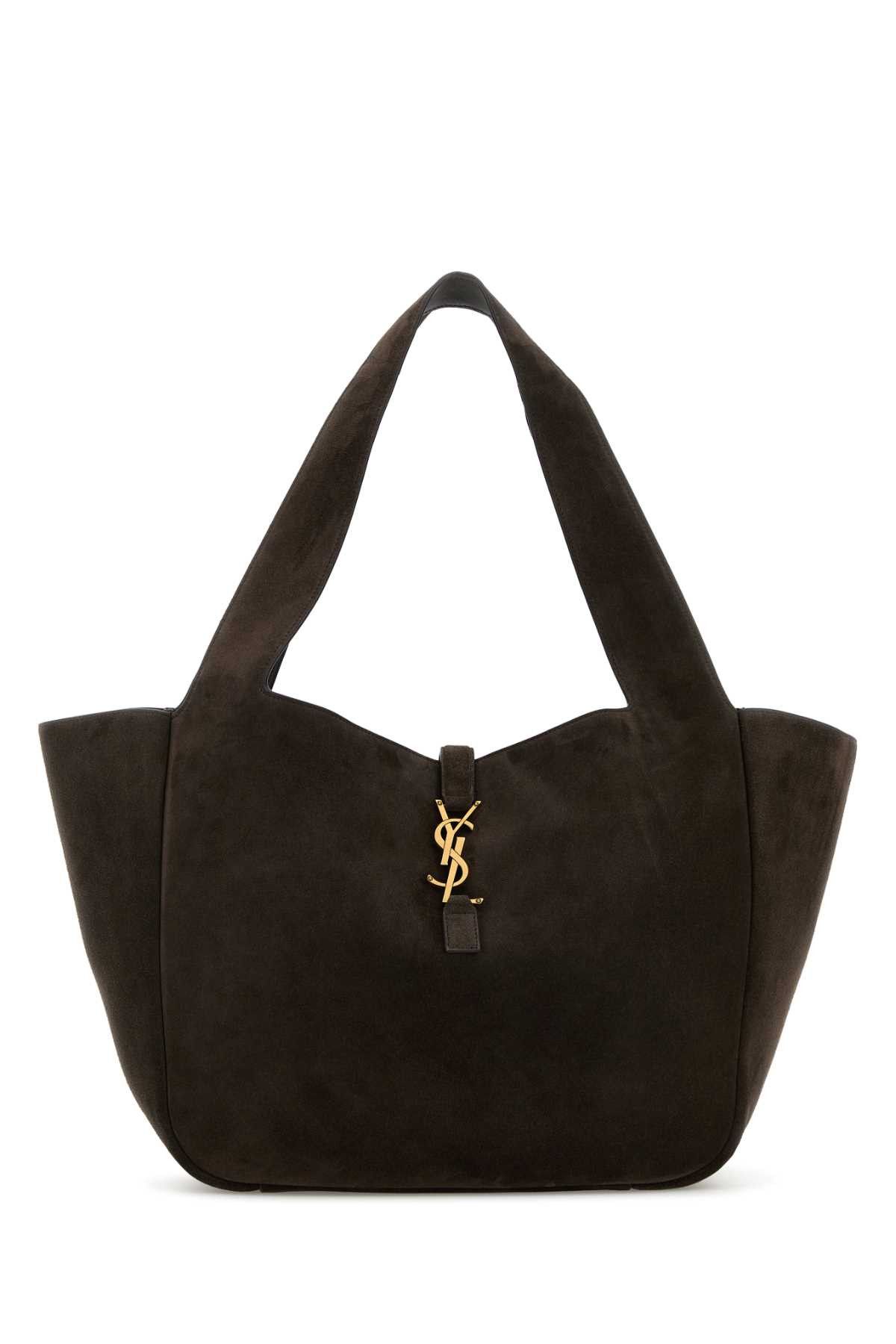 Saint Laurent Paris Brown Suede Leather Le 5 Ã 7 Bea Shopping Bag Size ONE SIZE - 1 Thumbnail