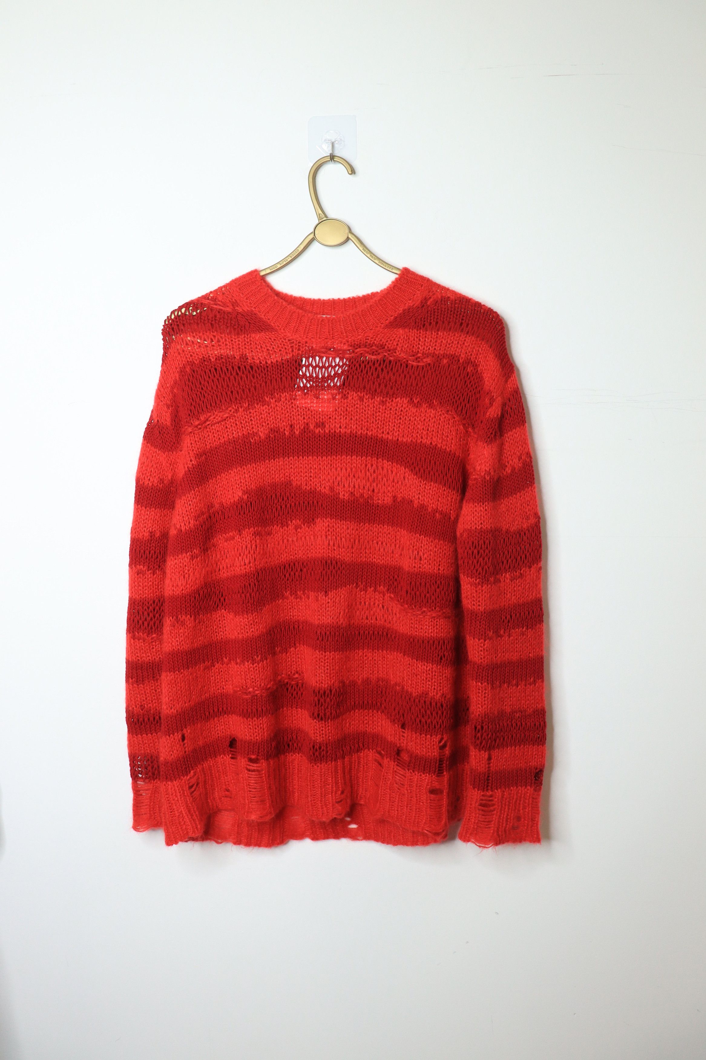 Acne Studios Red distressed striped sweater - XS Size XS / US 0-2 / IT 36-38 - 1 Thumbnail