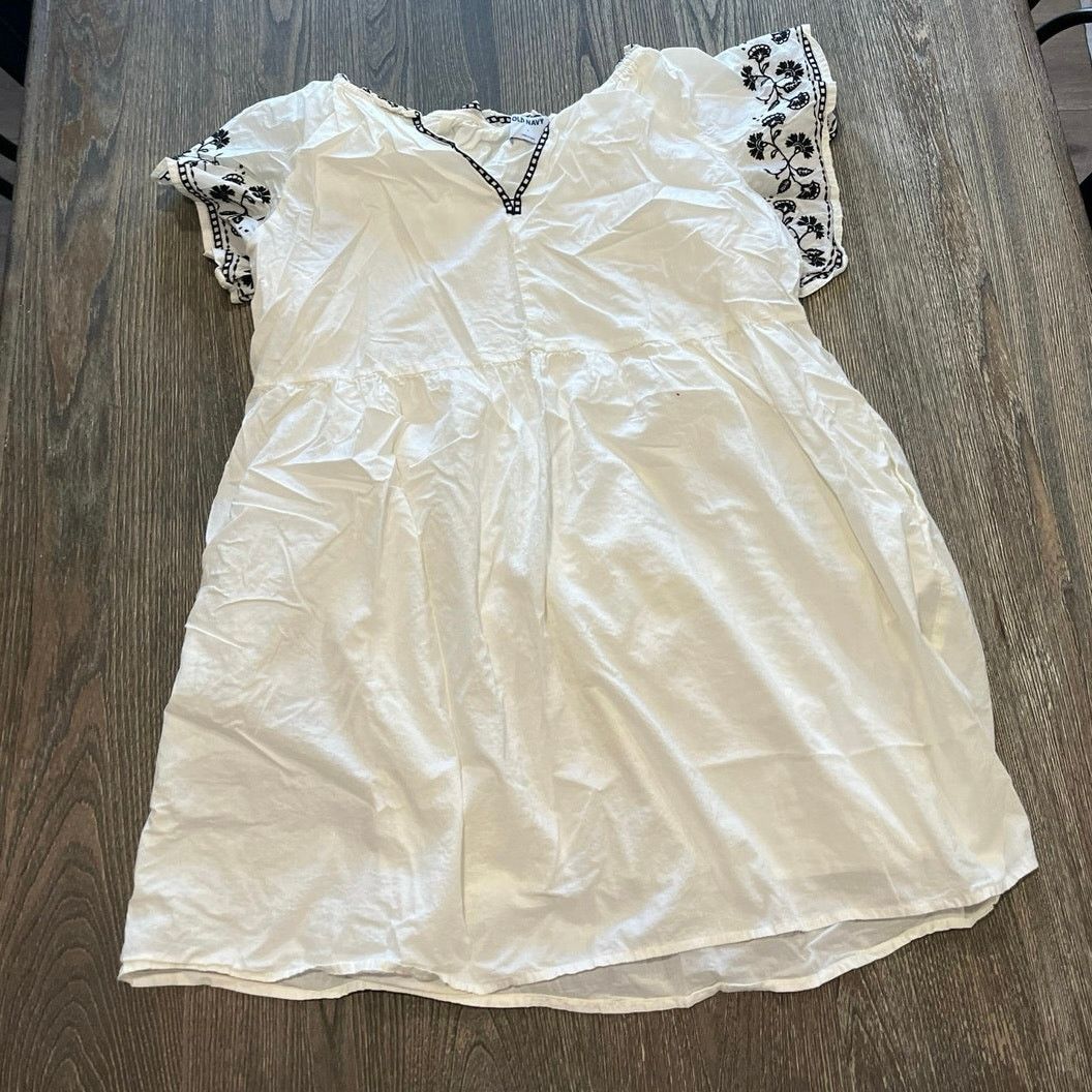 Old Navy Old Navy Mini Dress Short Sleeve Side Pockets White Size L Size L / US 10 / IT 46 - 1 Thumbnail