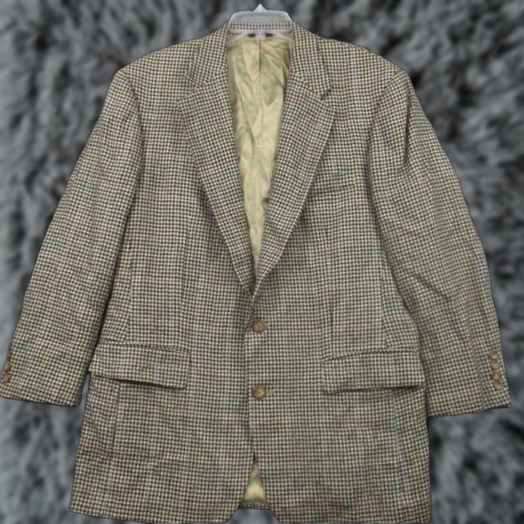 Ralph Lauren VINTAGE Ralph Lauren Blazer Jacket Polo University Club Houndstooth 42 Black 80s Made in USA Mens Size US XL / EU 56 / 4 - 1 Thumbnail