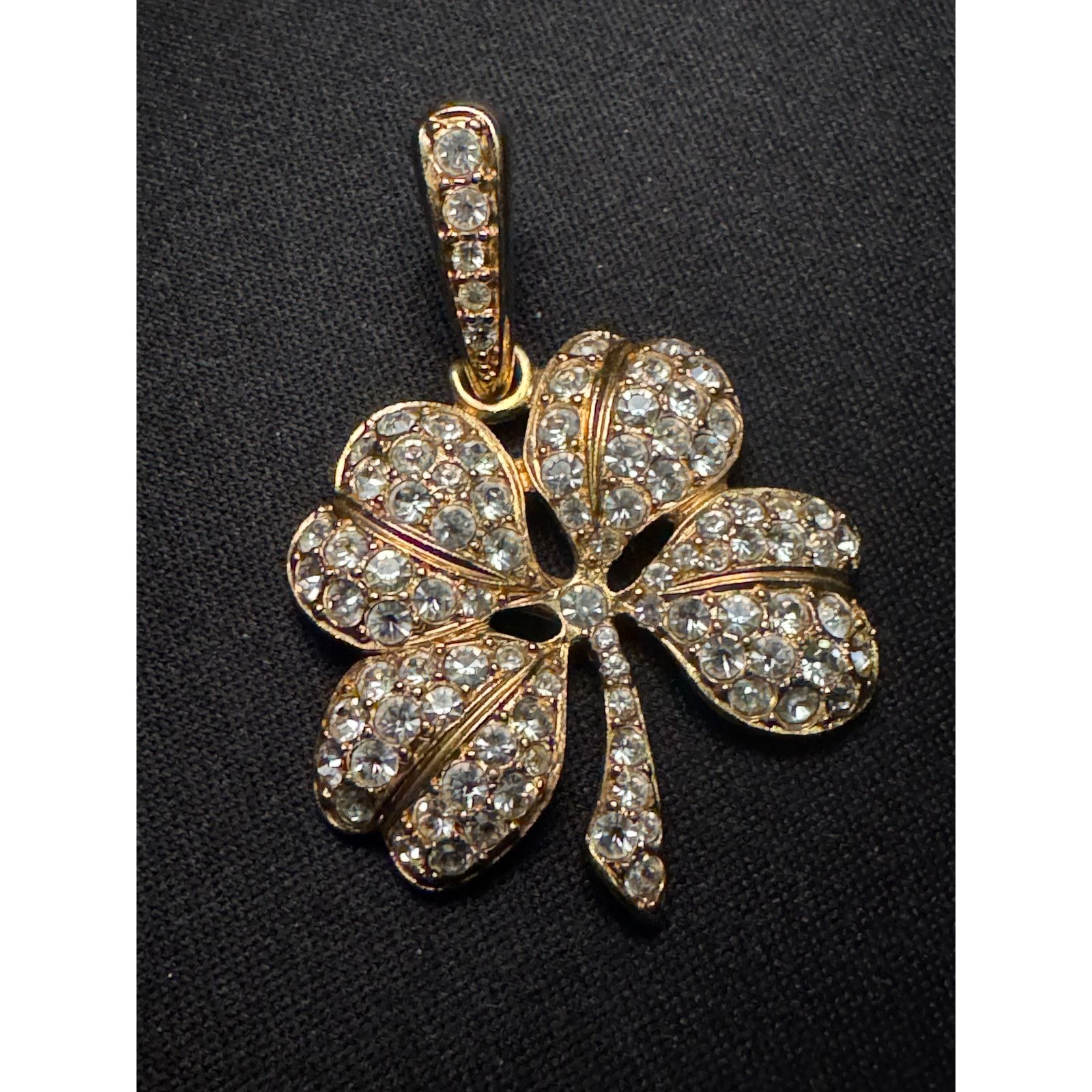 Other Vintage Kenneth J Lang 4 Leaf Clover Rhinestone Pendant Size ONE SIZE - 2 Thumbnail